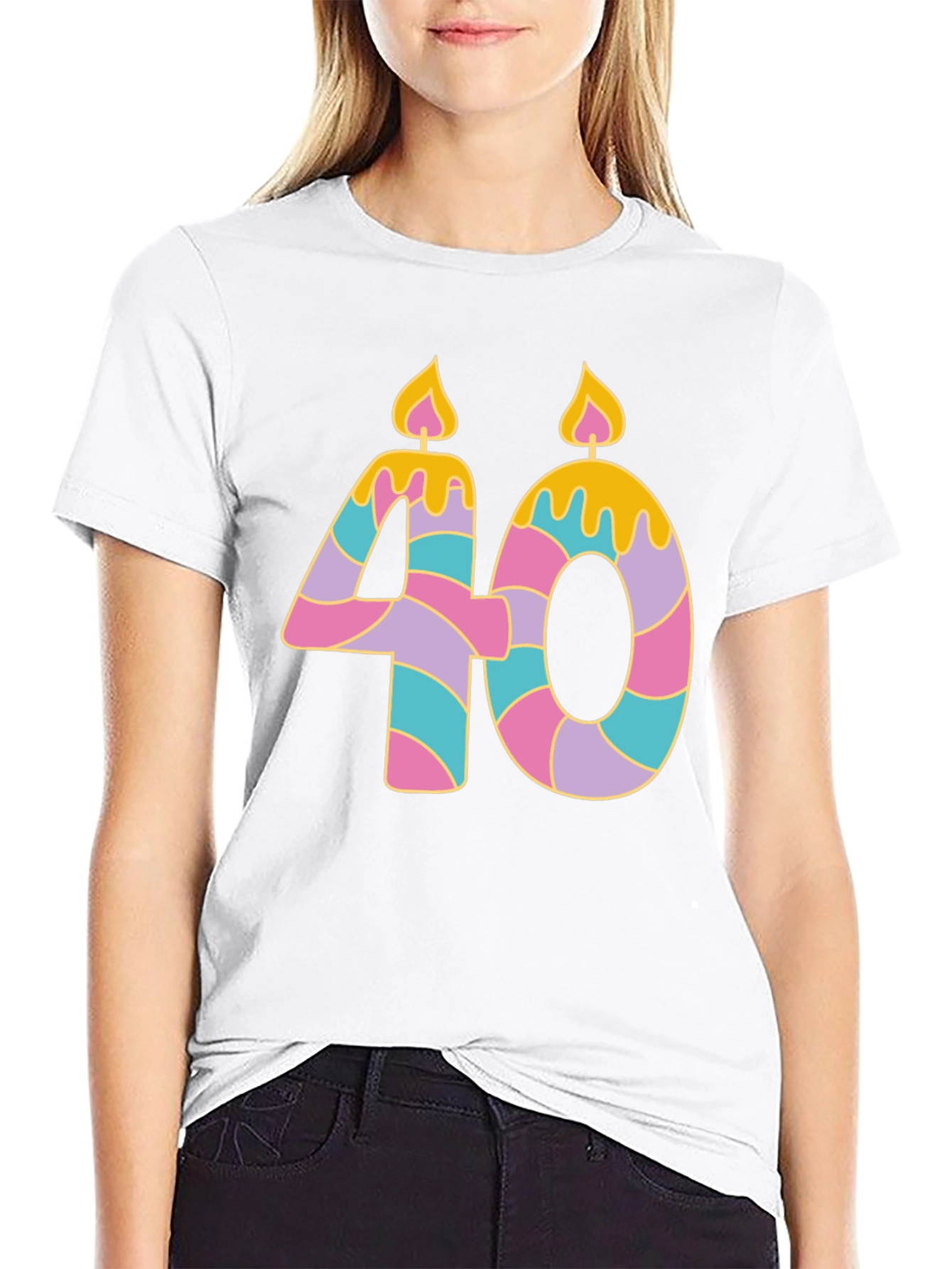 Black Novelty 40th Birthday Candle T-Shirt view 9