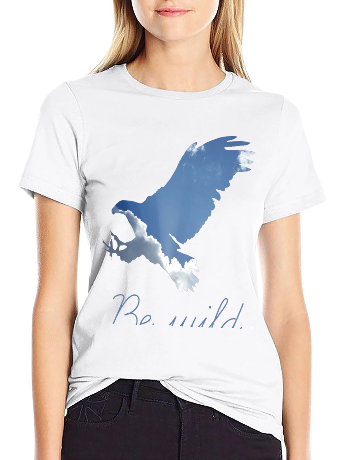 Black Be Wild Eagle Graphic Tee - Black Cotton Blend Shirt view 9