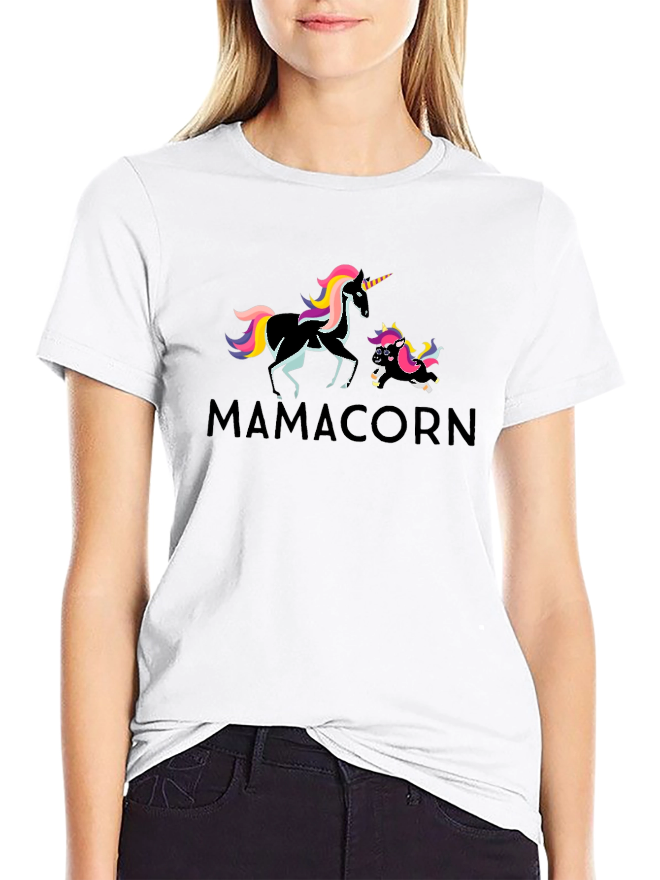 Black MamAcorn Unicorn T-Shirt - Soft Cotton view 9