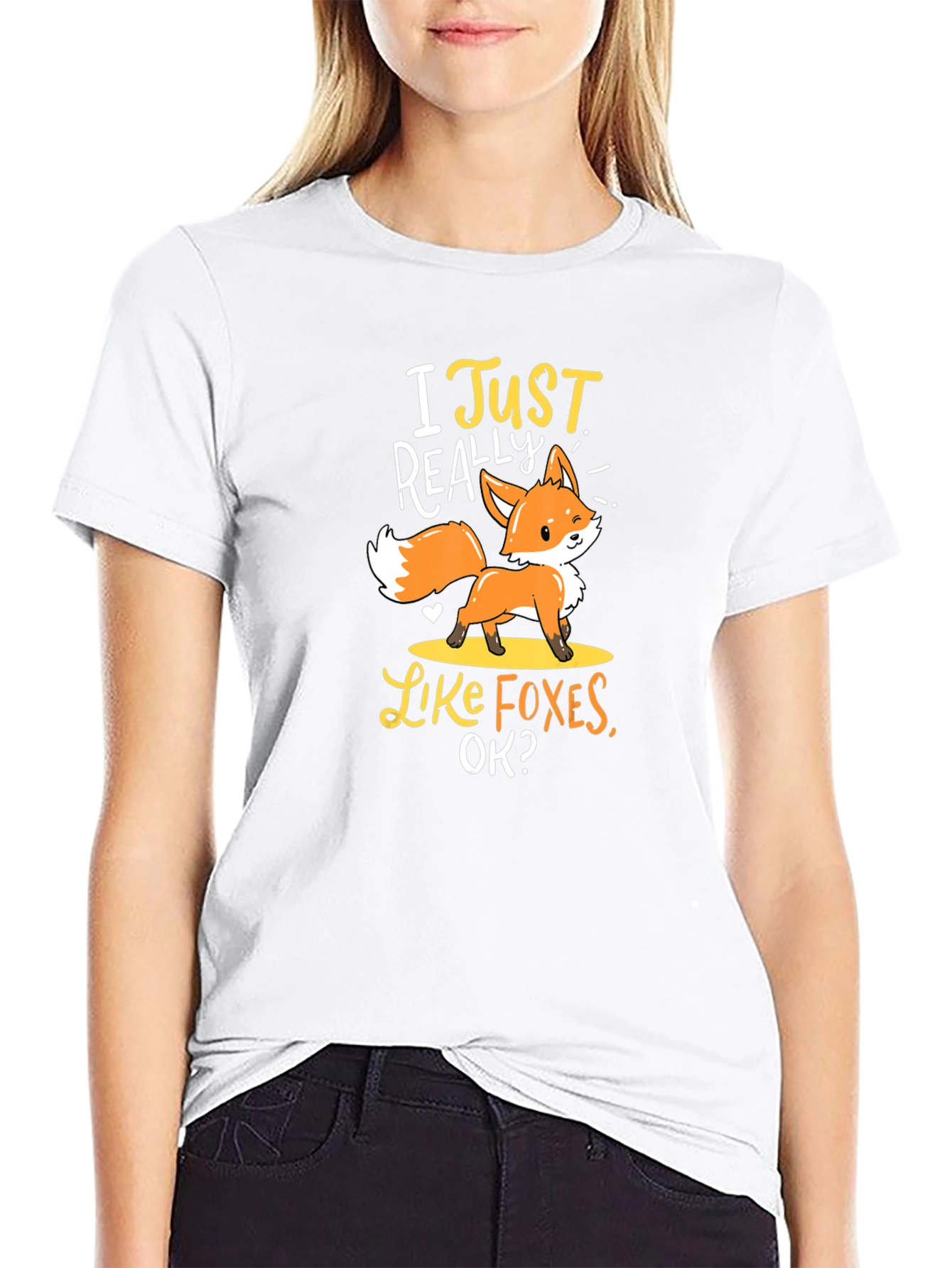 Black I Just Really Like Foxes T-Shirt, Cute Fox Design Tee view 9