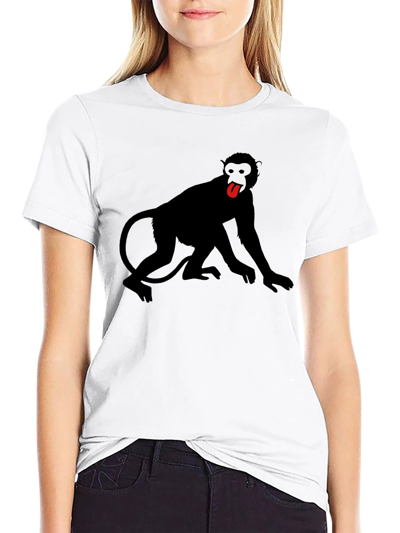 Black Monkey Tongue Out Graphic Tee - Black view 9