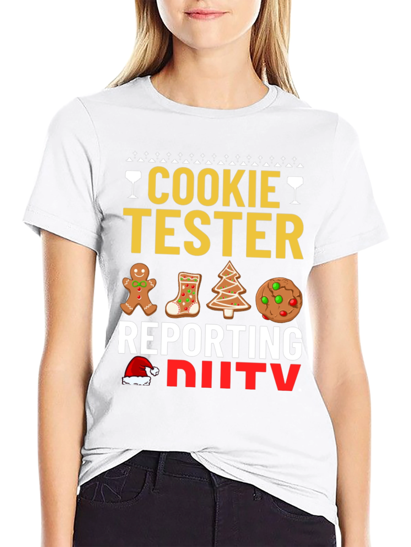 Black Cookie Tester Reporting for Duty Christmas T-Shirt view 9