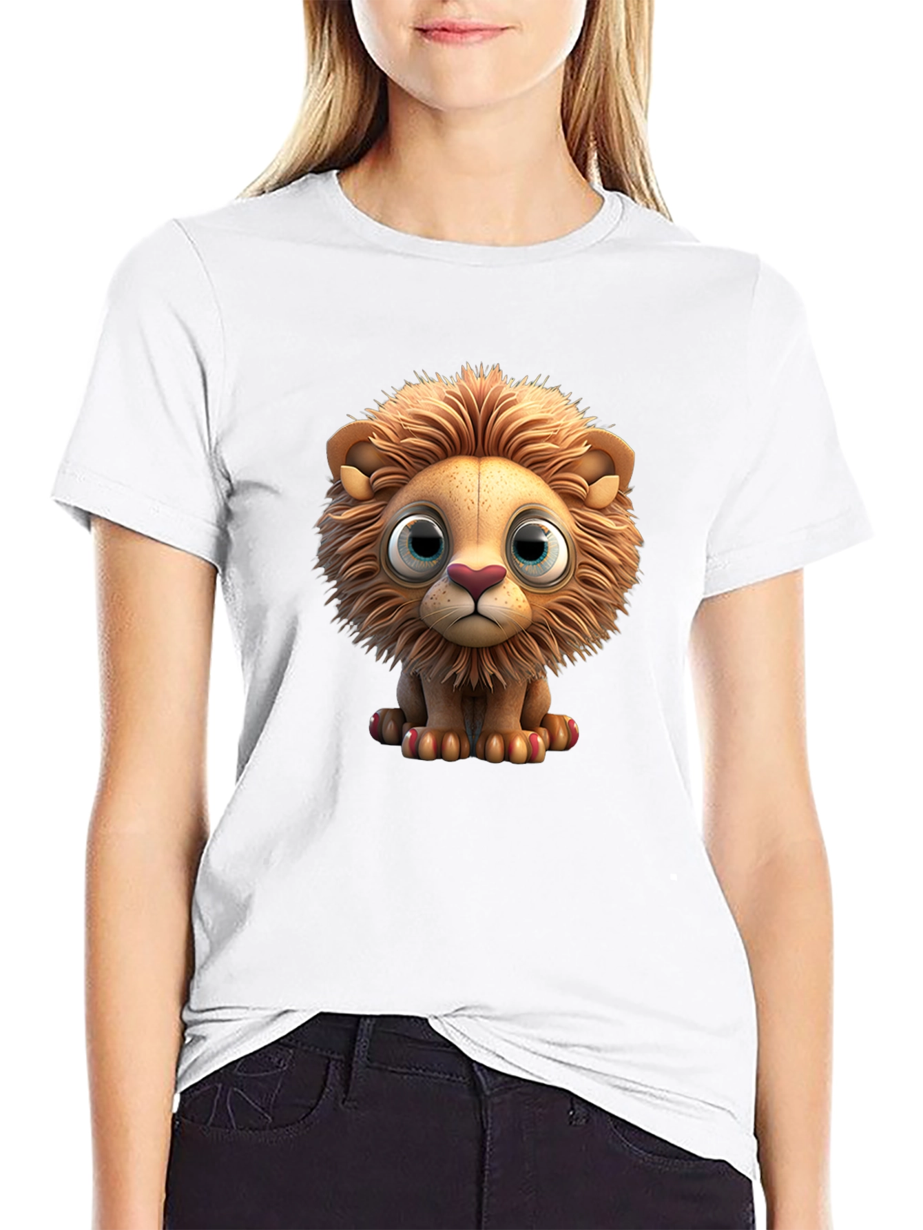 Black Cute Lion Graphic T-Shirt view 9