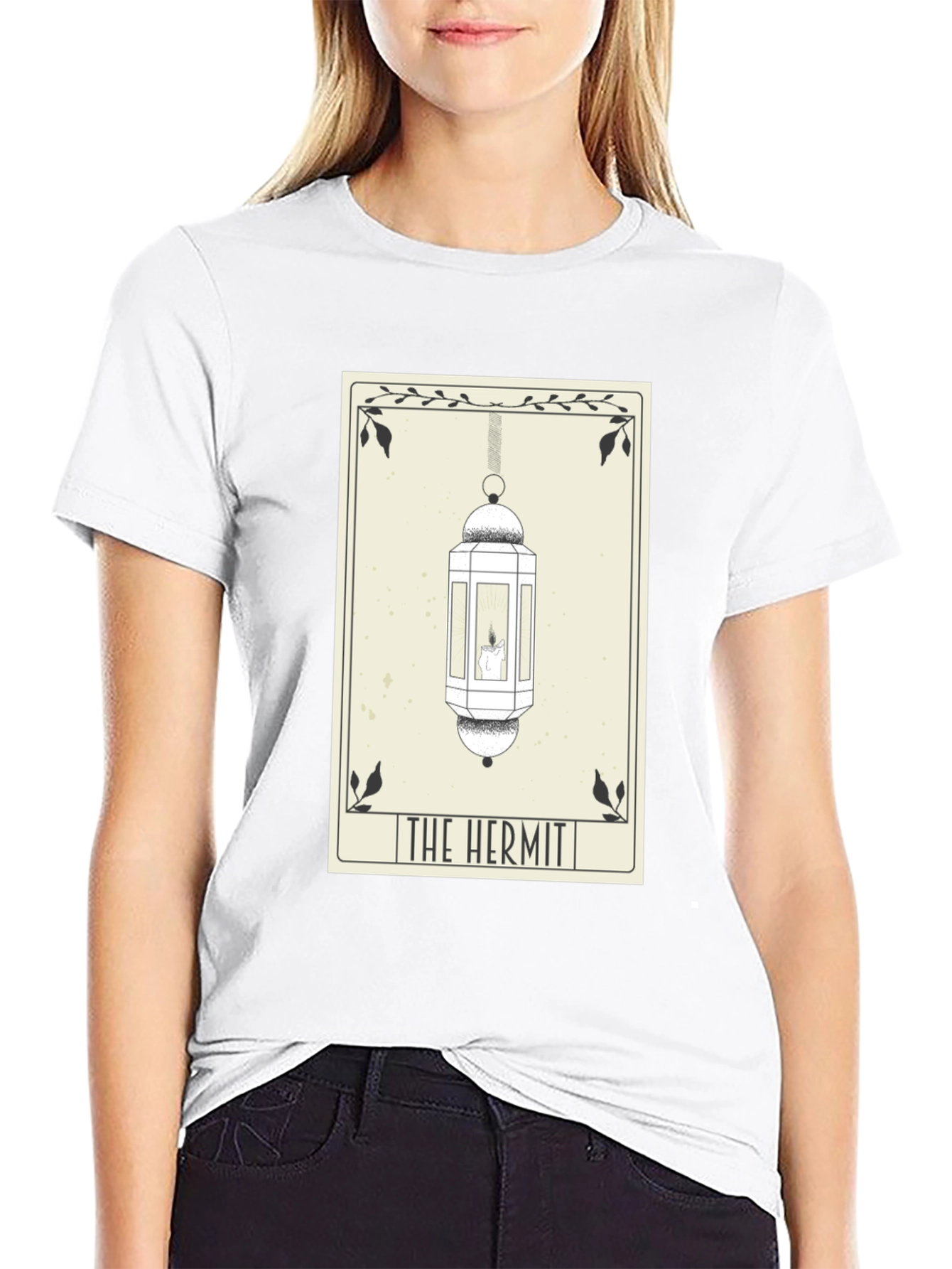Black The Hermit Tarot Card T-Shirt - Occult Design view 9