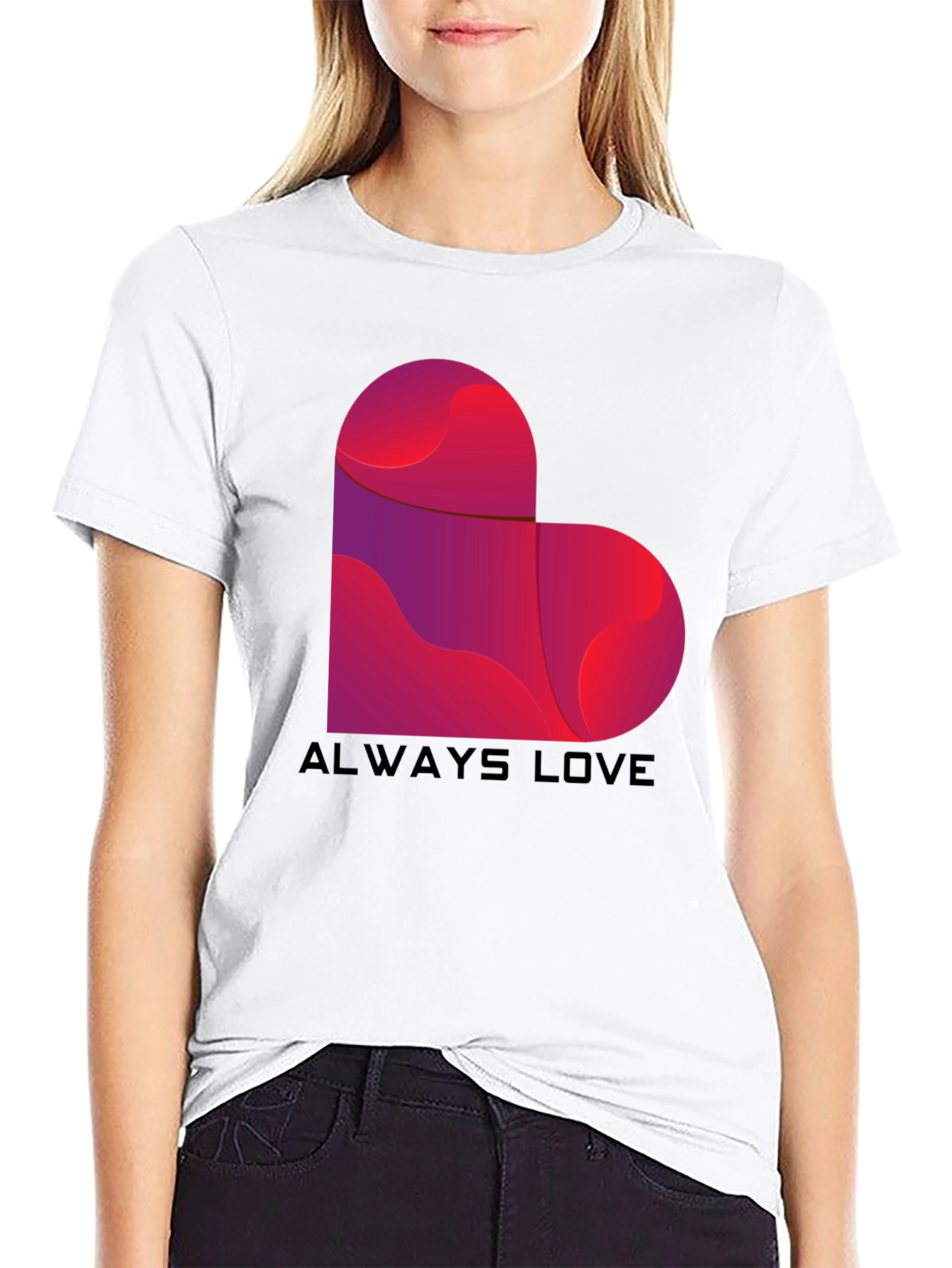 Black Always Love Heart Graphic Tee - Black view 9