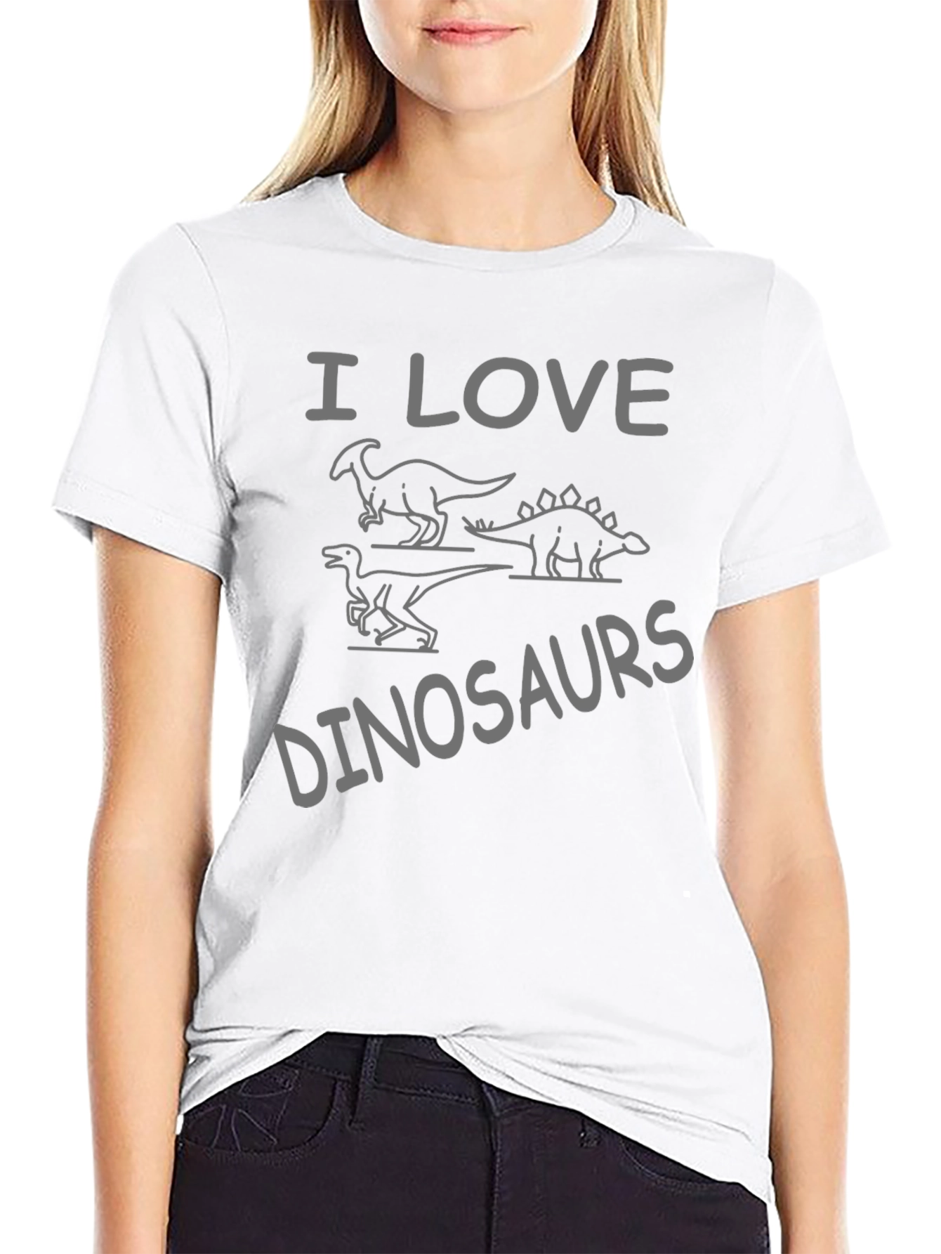 Black I Love Dinosaurs T-Shirt - Unisex Crew Neck Tee view 9