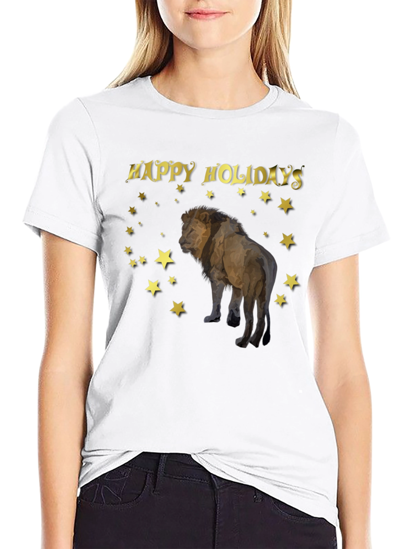 Black Holiday Lion Graphic T-Shirt view 9