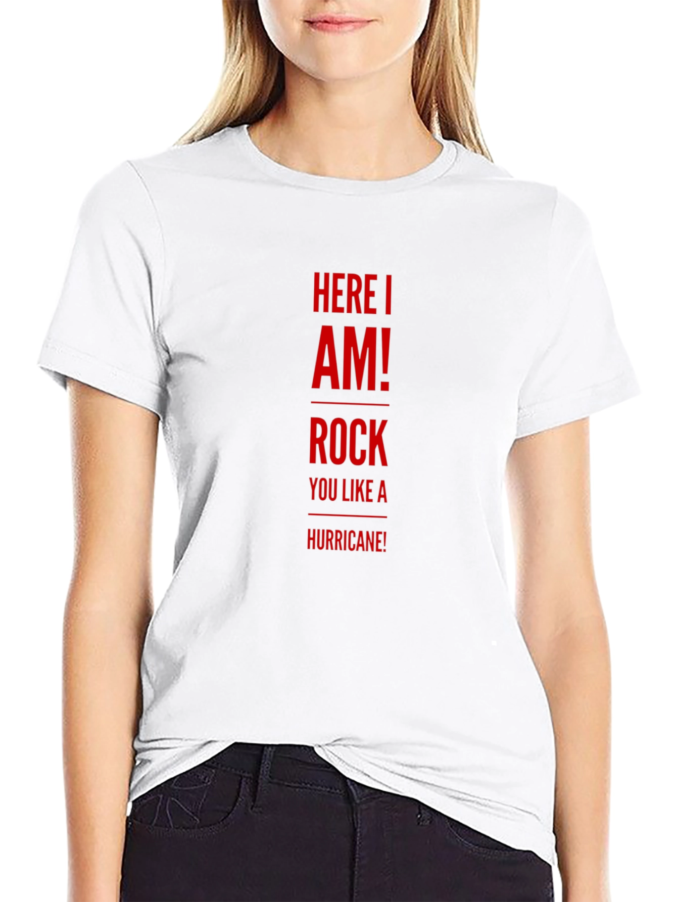 Black Here I Am Rock You Like A Hurricane Graphic T-Shirt view 9