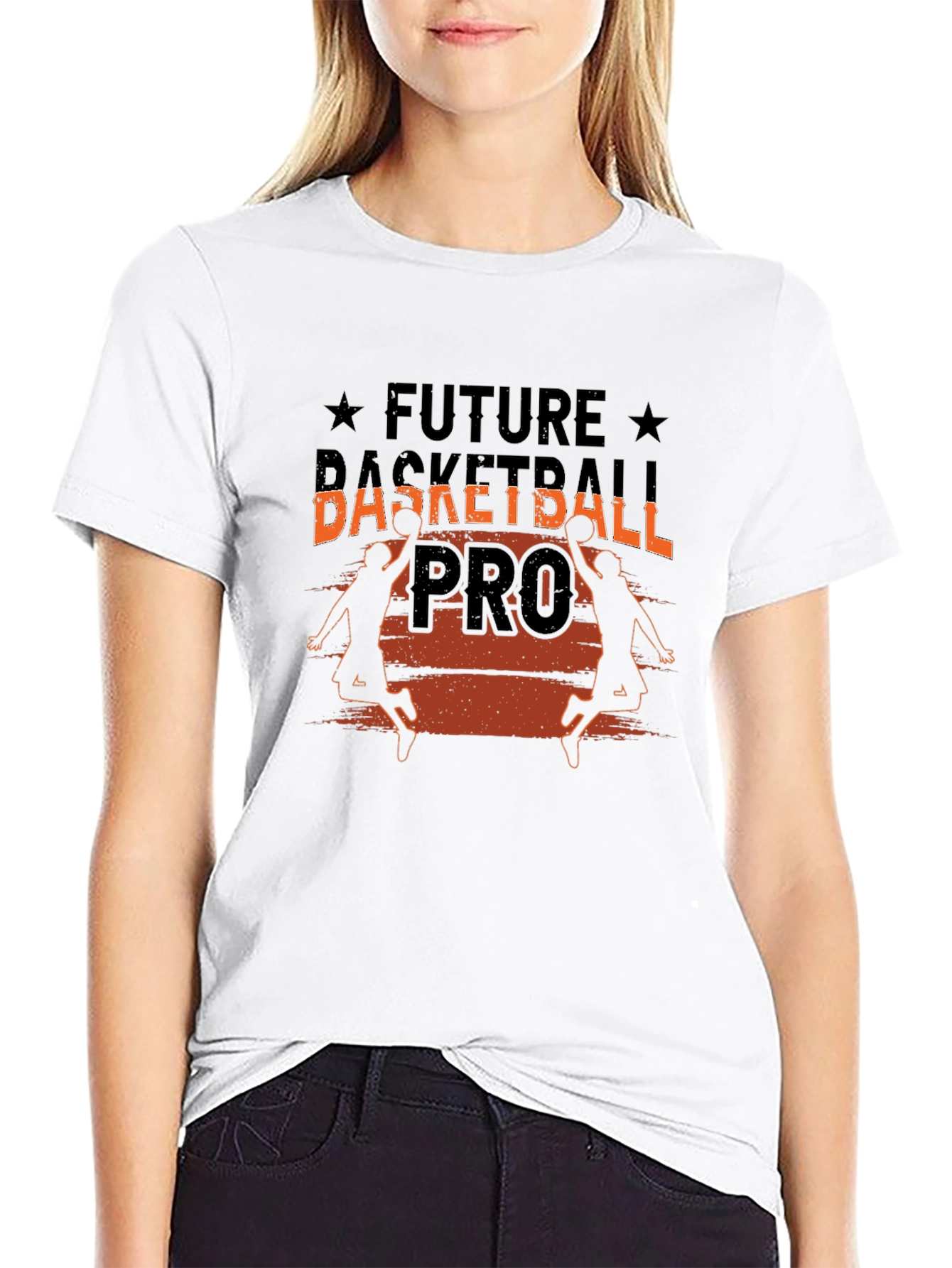 Black Future Basketball Pro Graphic Tee - Black Cotton T-Shirt view 9