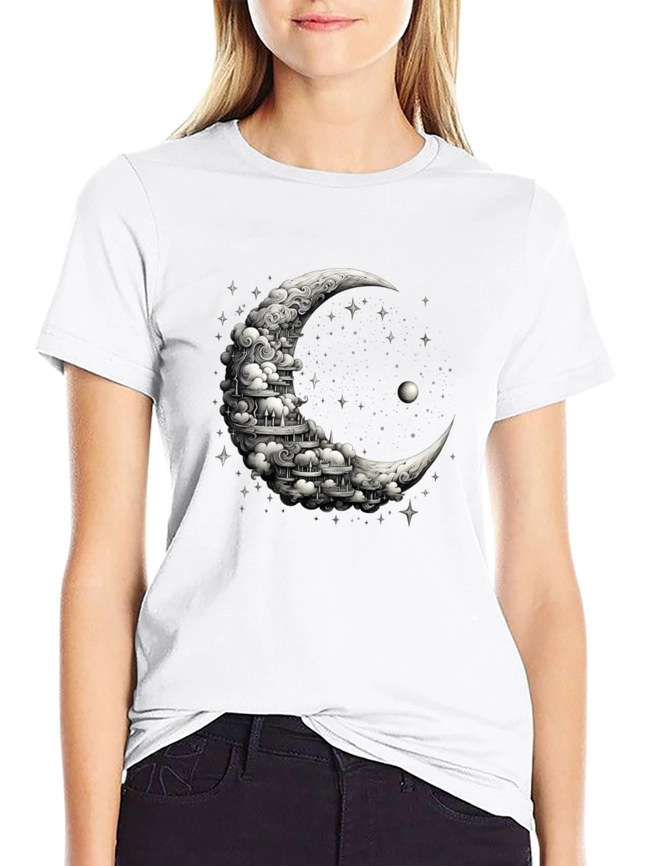 Black Celestial Crescent T-Shirt view 9