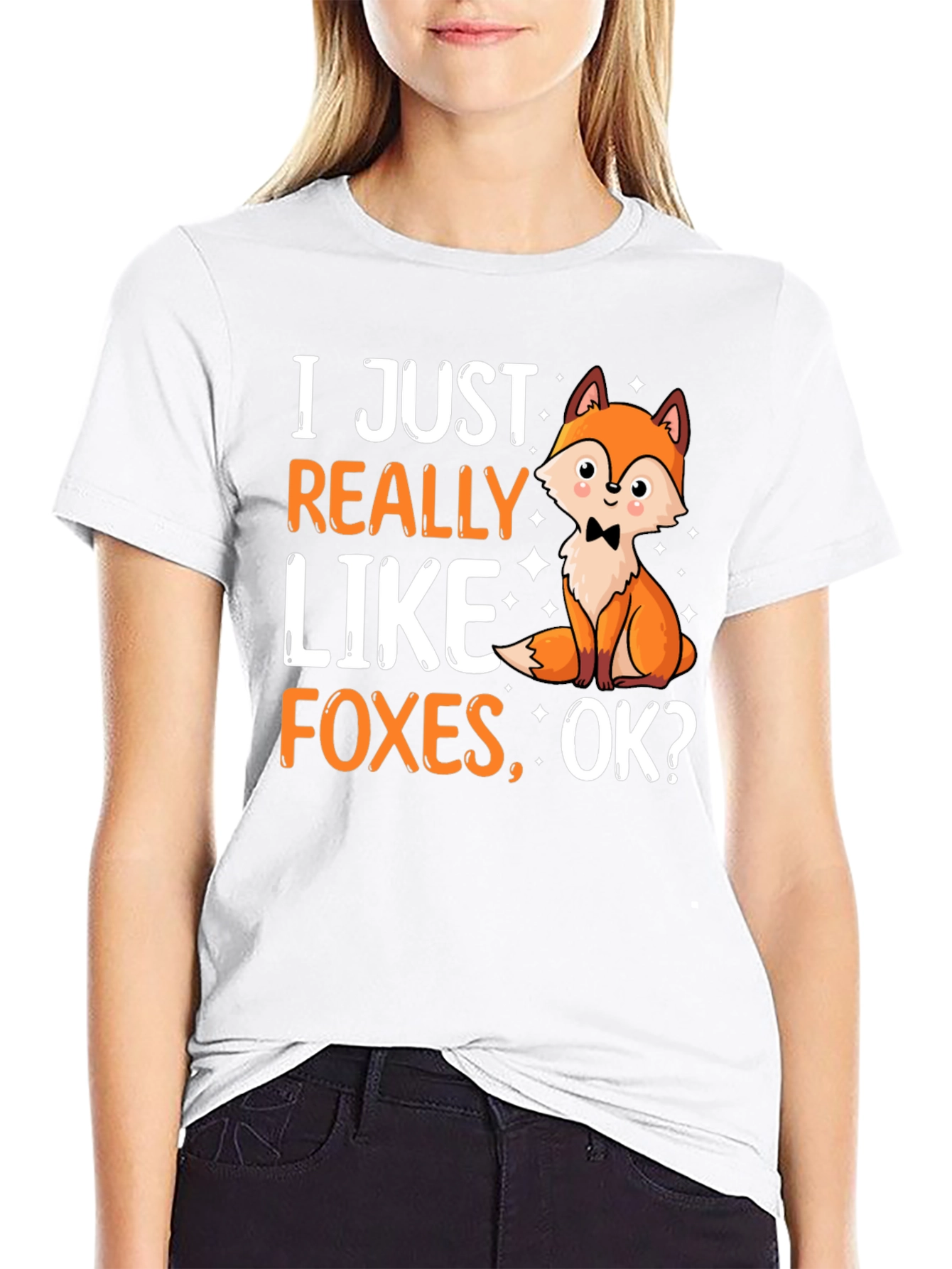 Black Funny Fox Lover T-Shirt - "I Just Really Like Foxes, OK?" view 9