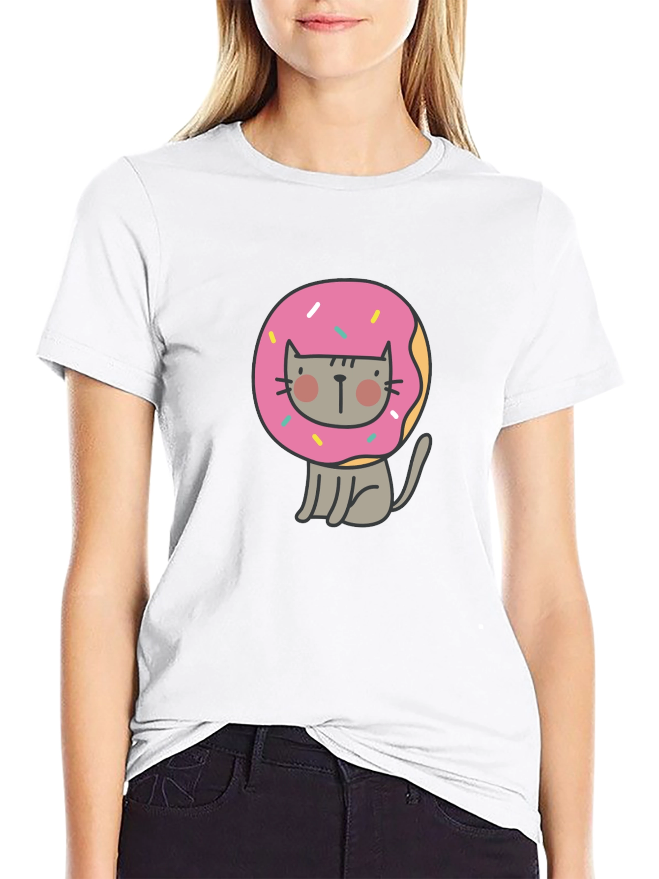 Black Donut Cat Graphic Tee - Cute and Funny view 9
