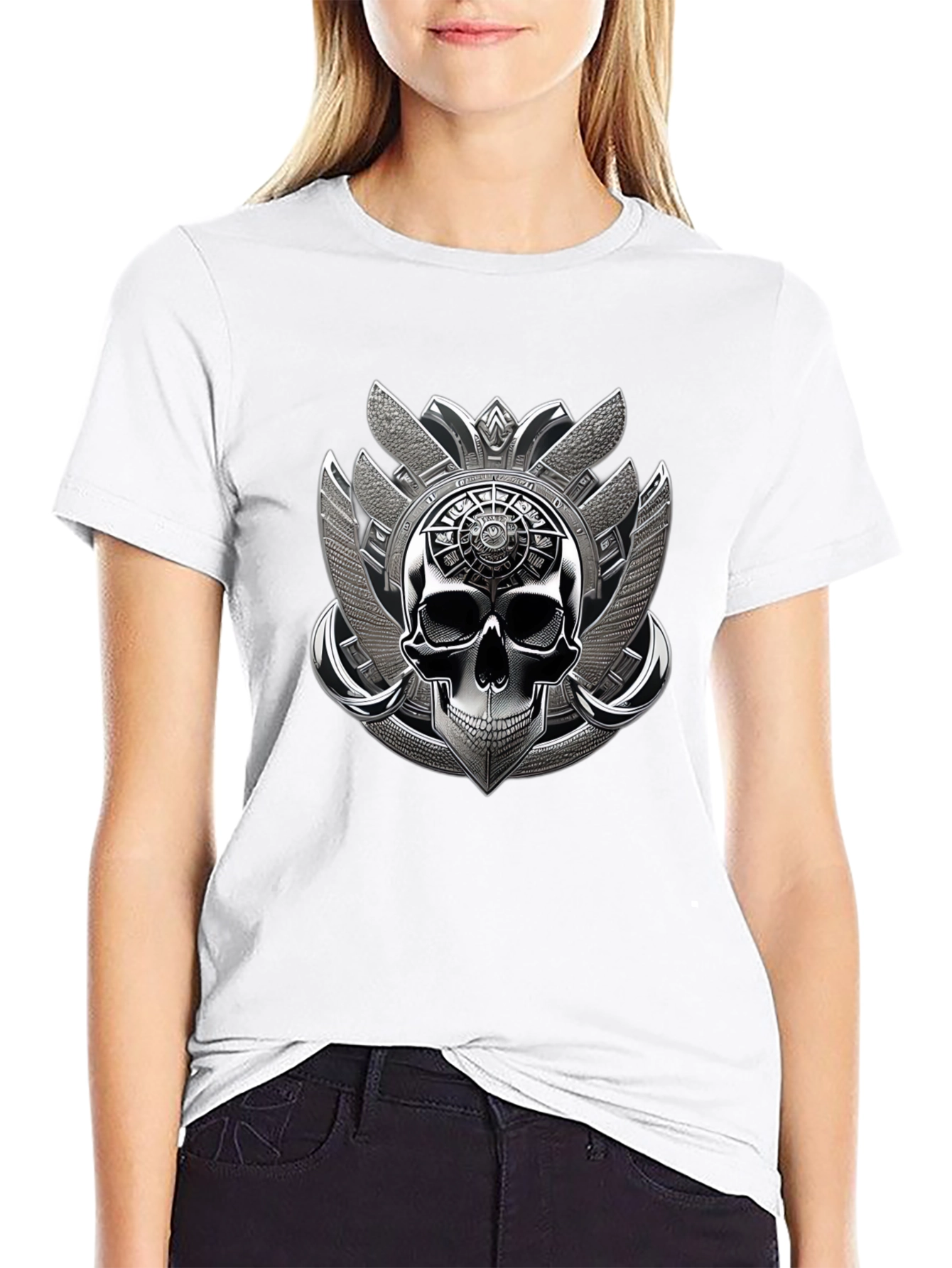Black Skull Emblem Graphic Tee - Black view 9
