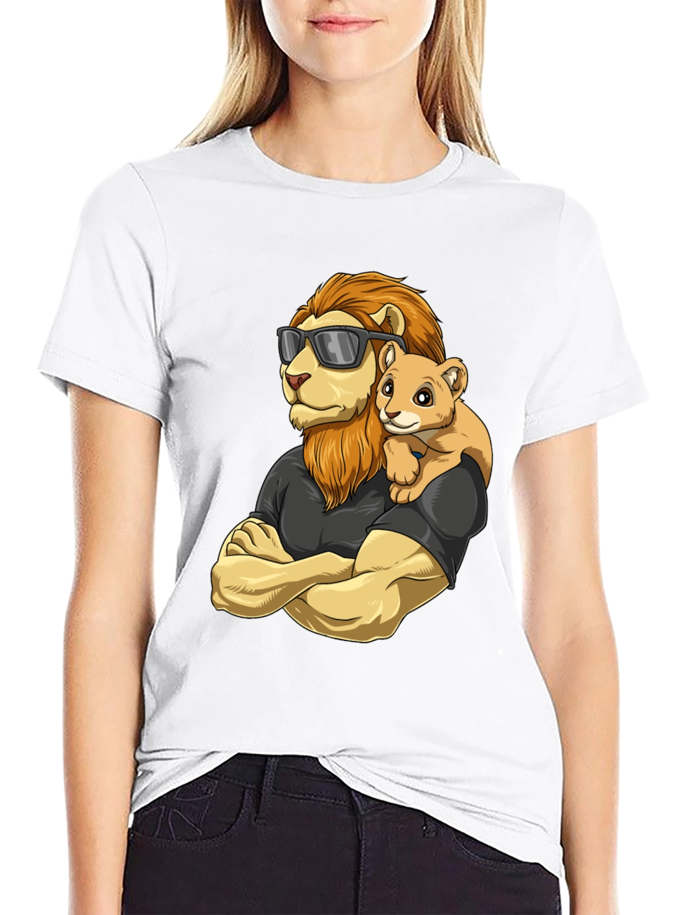 Black Lion Dad & Cub T-Shirt - Father's Day Gift view 9