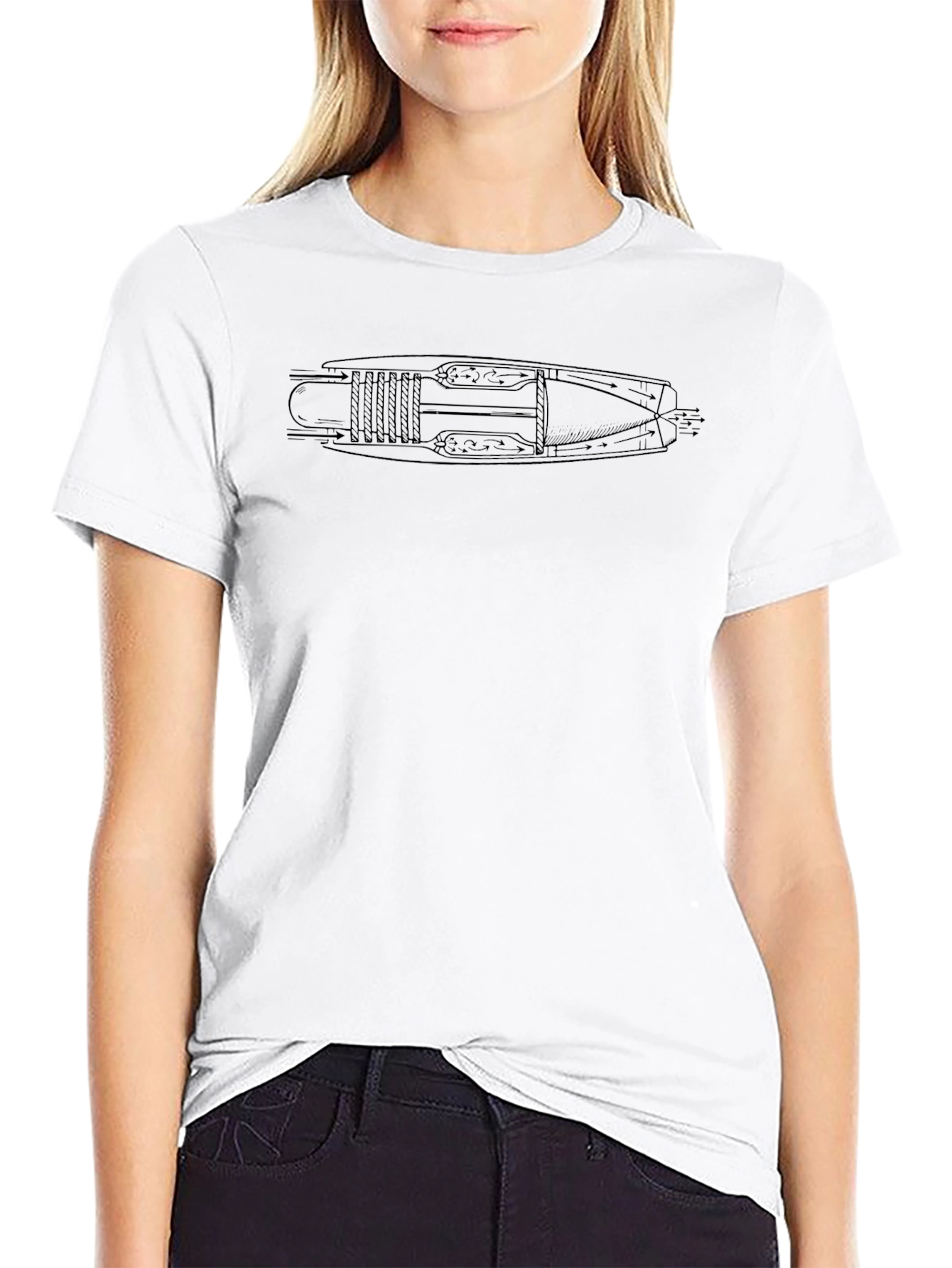 Black Jet Engine Schematic T-Shirt view 9