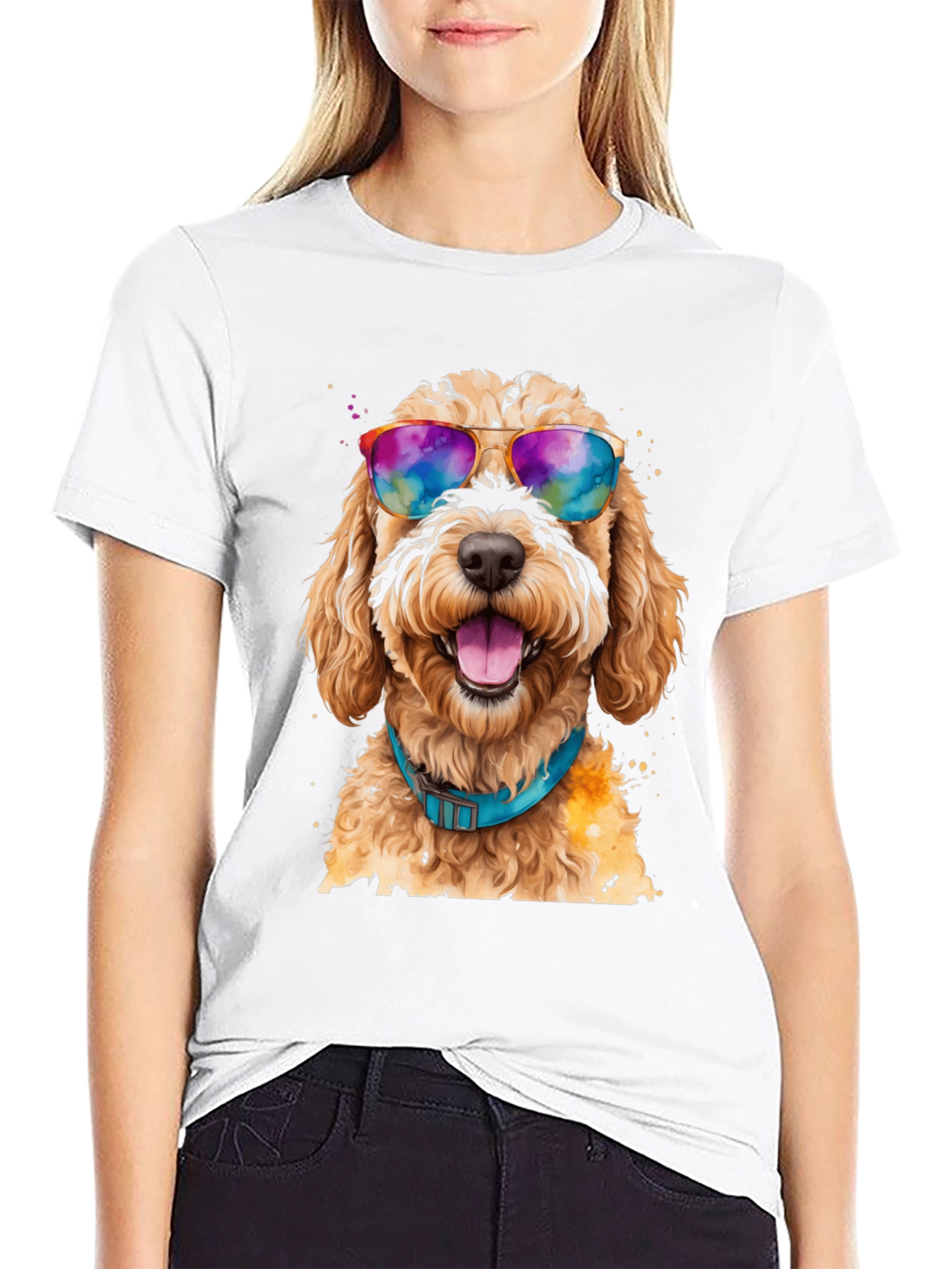 Black Dog with Sunglasses Graphic Tee - Cool Comfort view 9