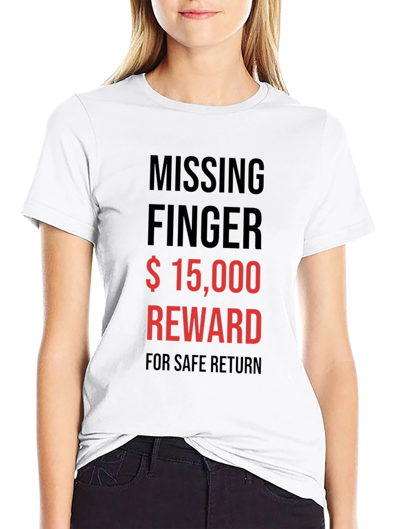 Black Missing Finger Reward Tee - Funny Statement T-Shirt view 9