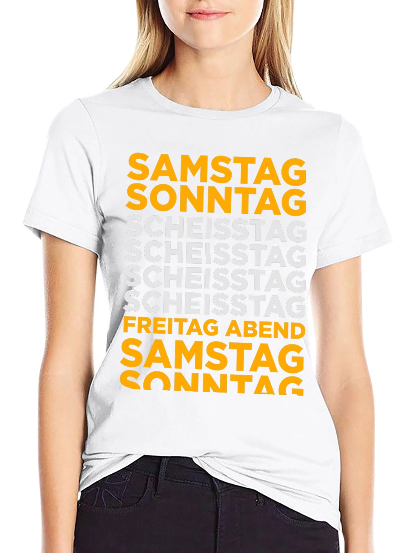 Black Funny German Days of the Week T-Shirt view 9