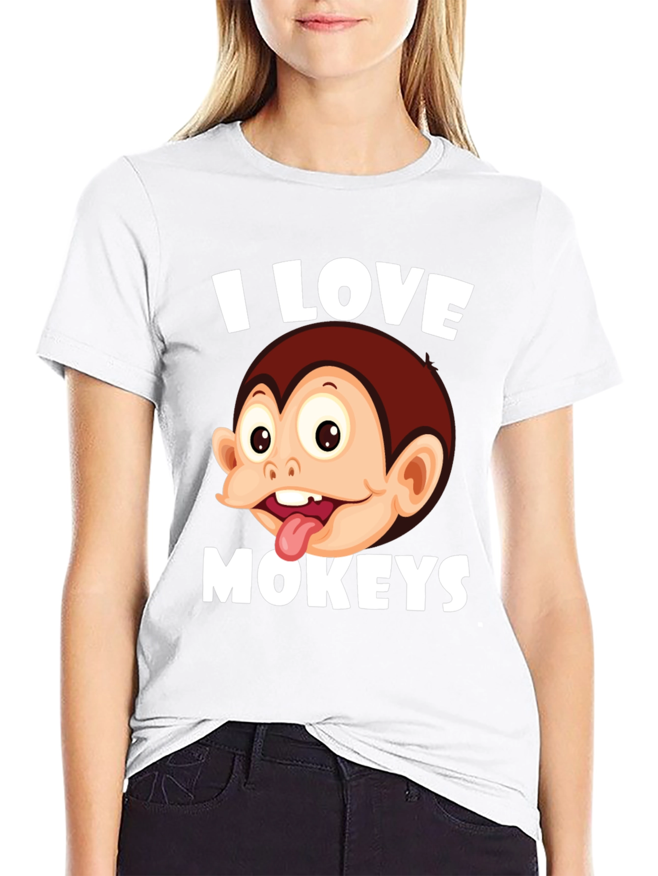 Black I Love Monkeys Graphic Tee - Novelty Design view 9