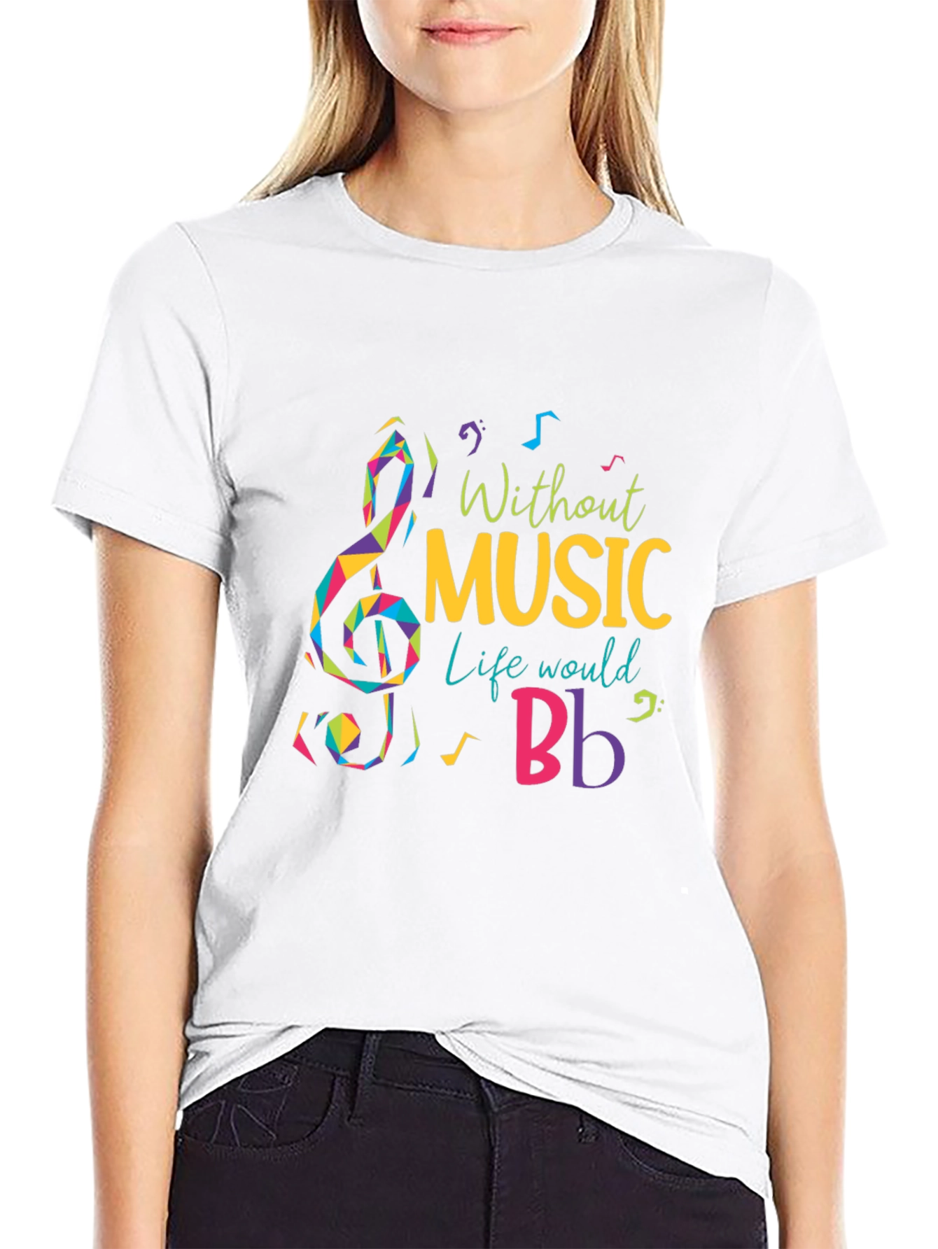 Black Without Music Life Would B Flat T-Shirt view 9