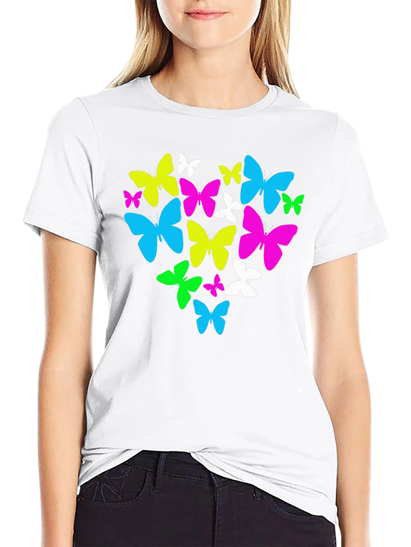 Black Butterfly Heart Graphic T-Shirt - Black view 9