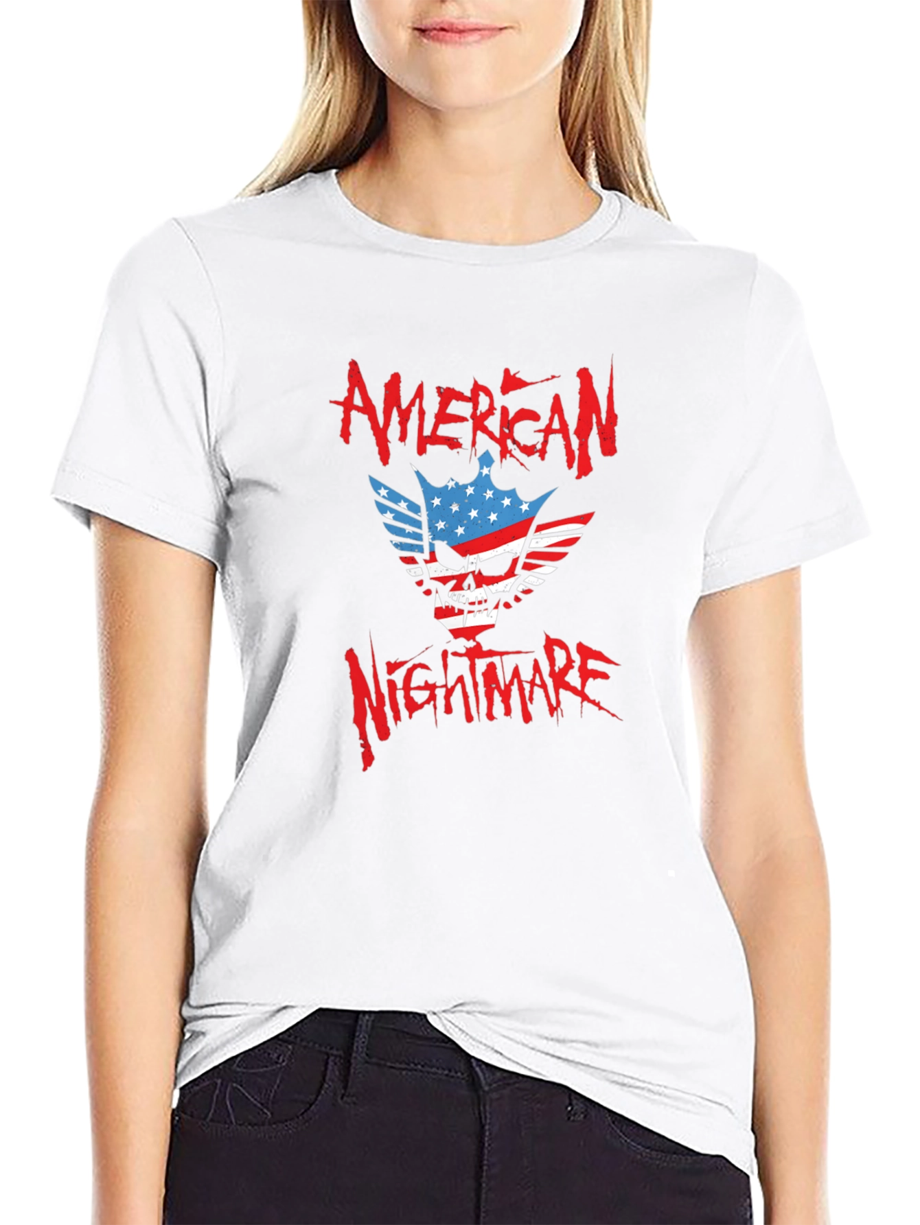 Black American Nightmare Graphic Print T-Shirt view 9
