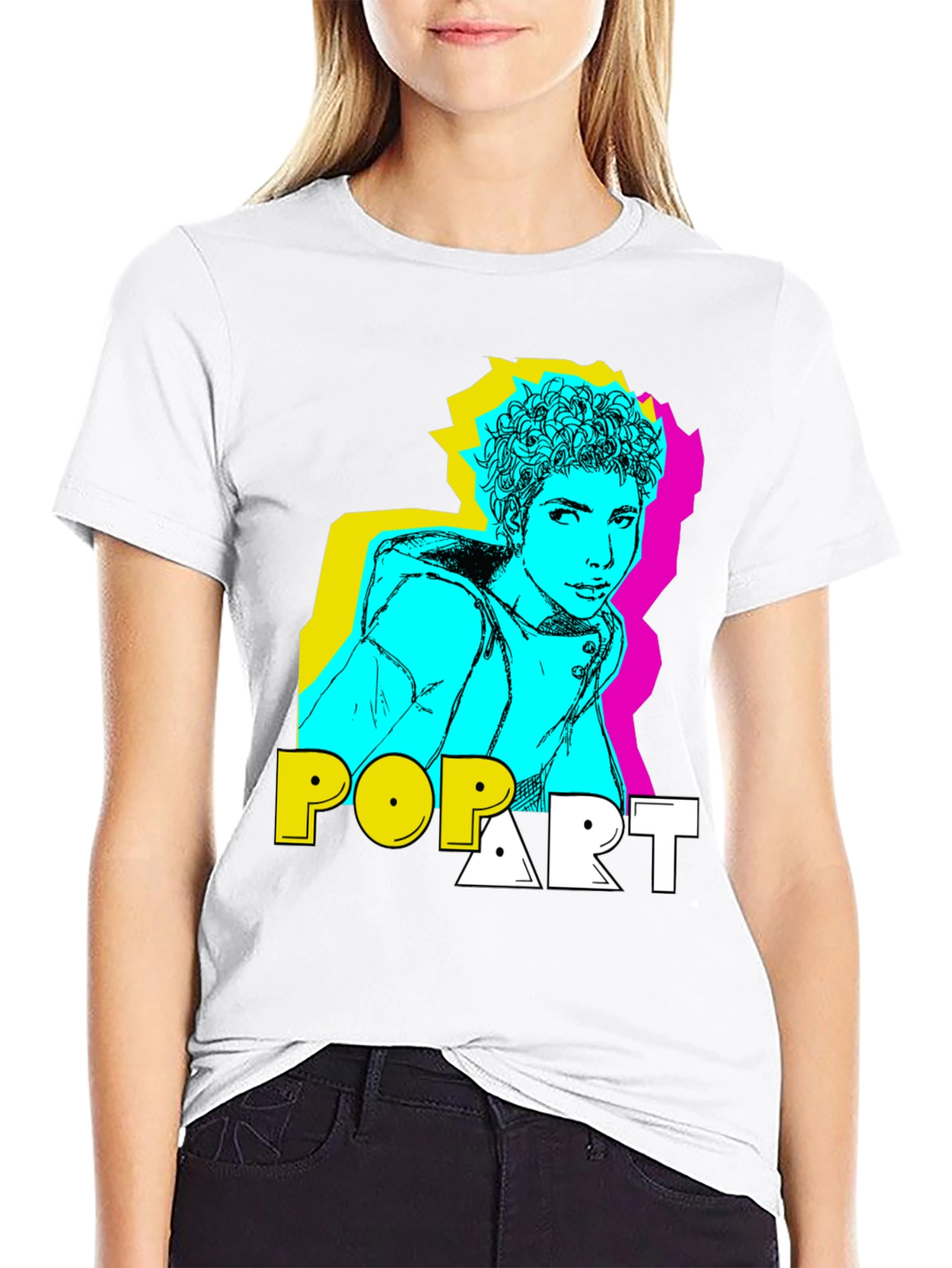 Black Pop Art Style Graphic T-Shirt view 9