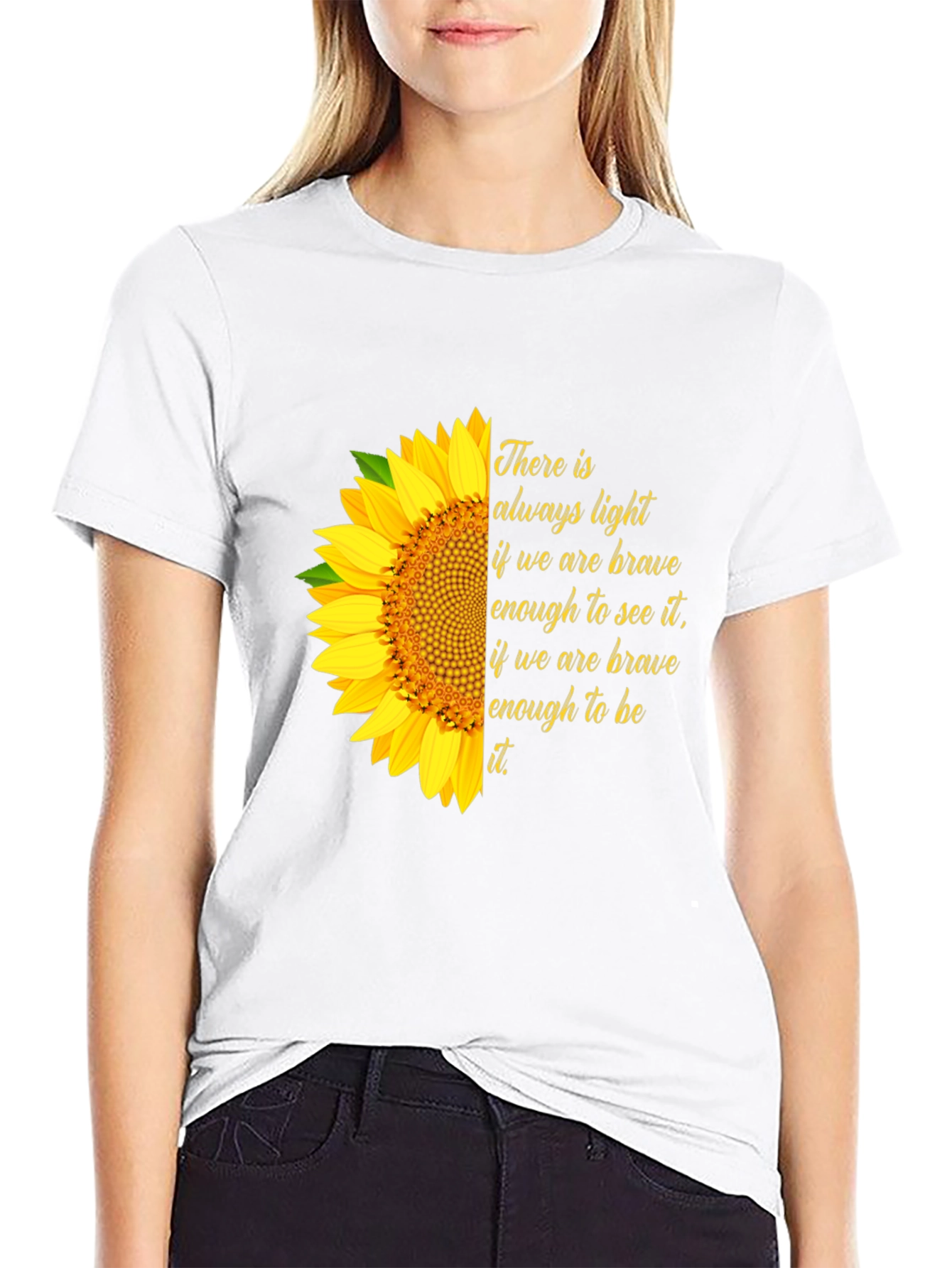 Black Sunflower Inspirational Quote Graphic Tee - "Always Light" view 9