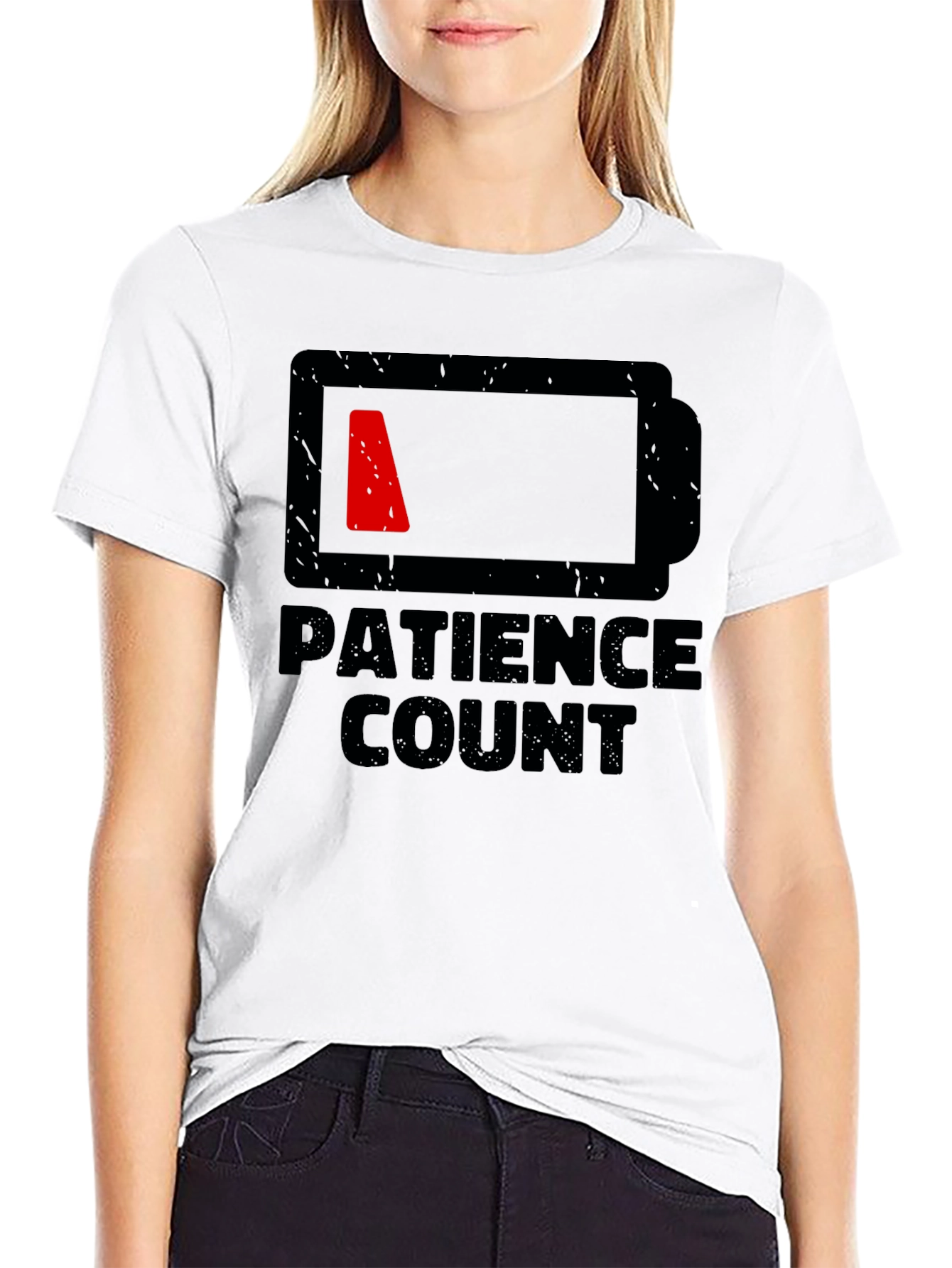 Black Patience Count Low Battery Graphic Tee - Black view 9