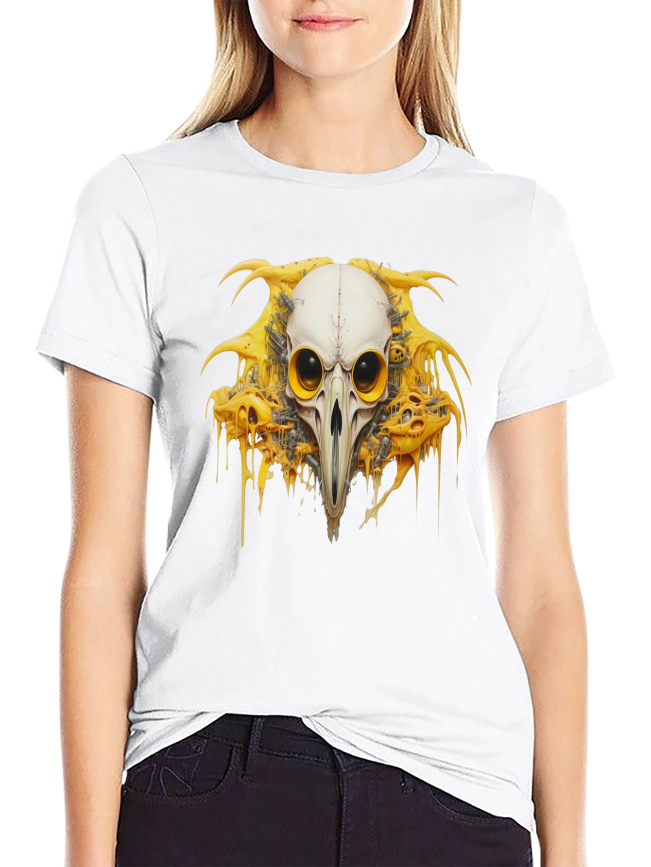 Black Skull Bird T-Shirt - Unique Graphic Tee view 9