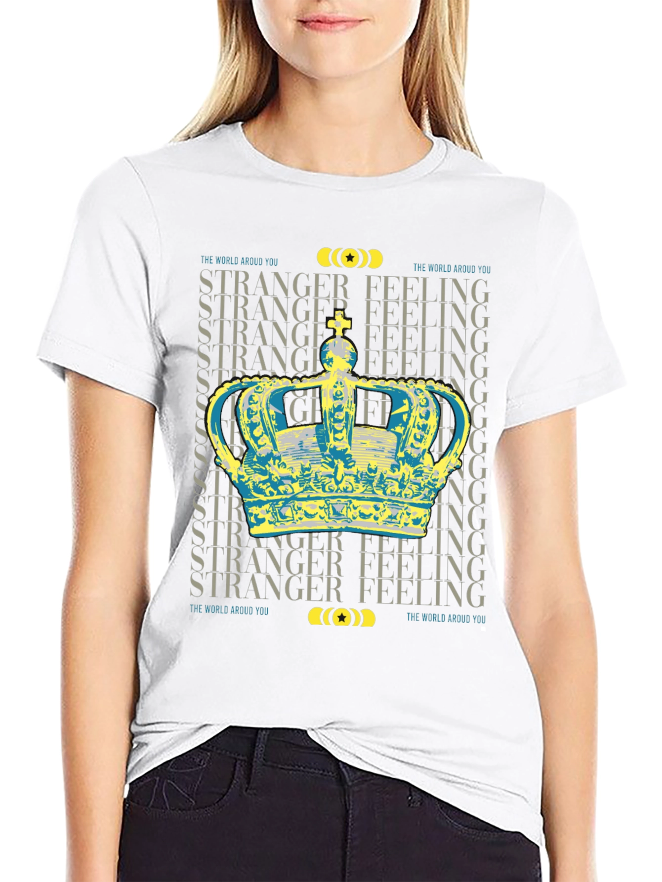 Black Stranger Feeling Crown Graphic Black T-Shirt view 9