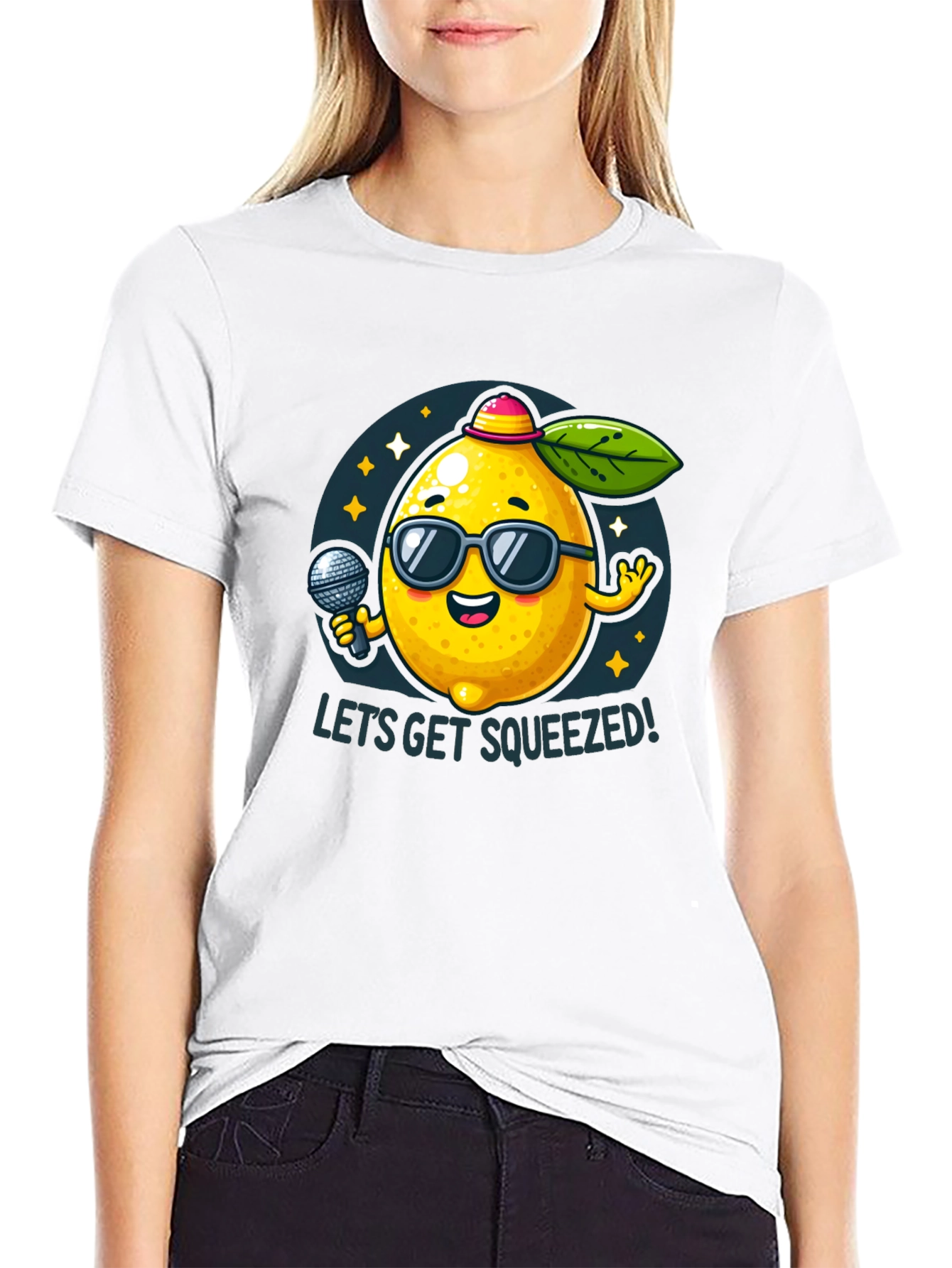 Black Funny Lemon T-Shirt - Let's Get Squeezed! view 9