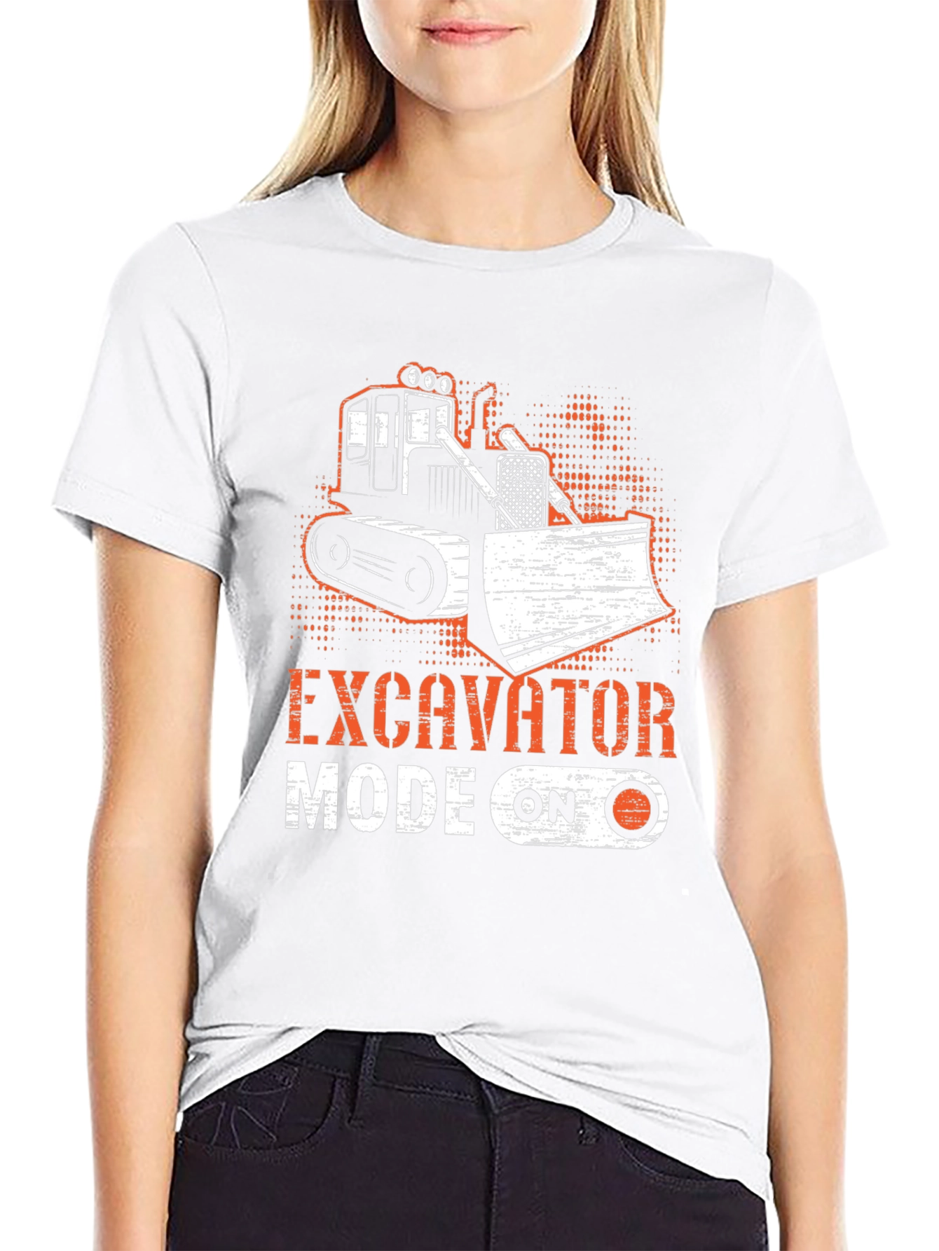 Black Excavator Mode On Black T-Shirt view 9