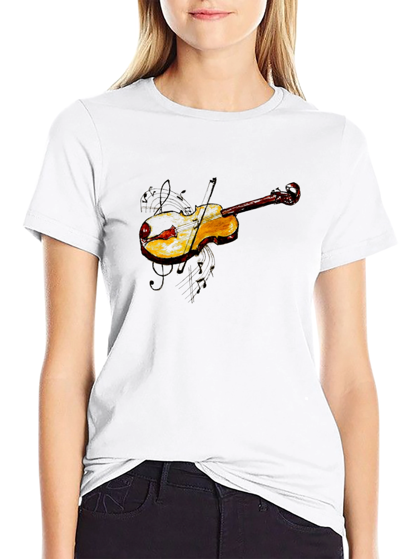 Black Violin Graphic Tee - Black Cotton Blend view 9