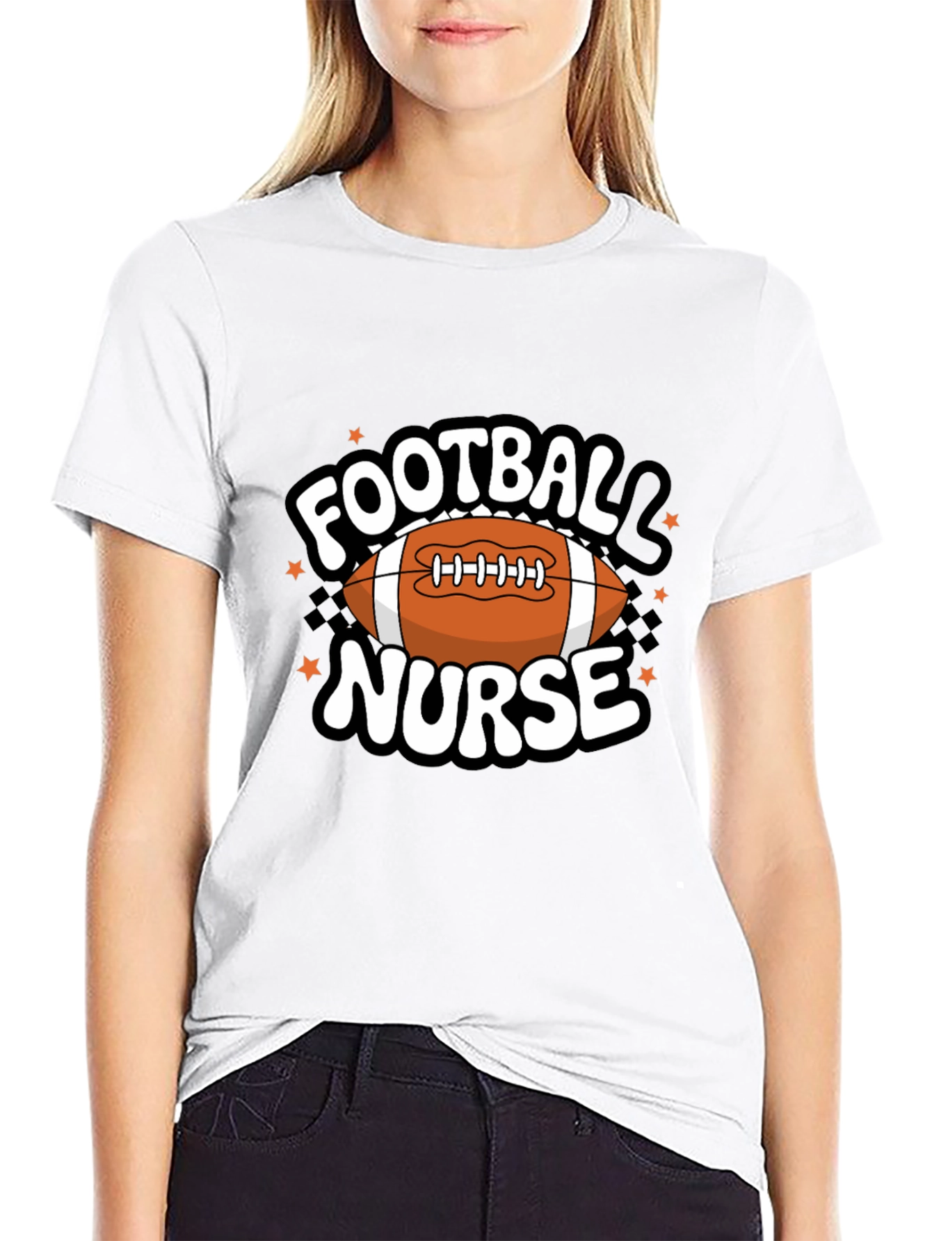 Black Football Nurse Graphic T-Shirt view 9