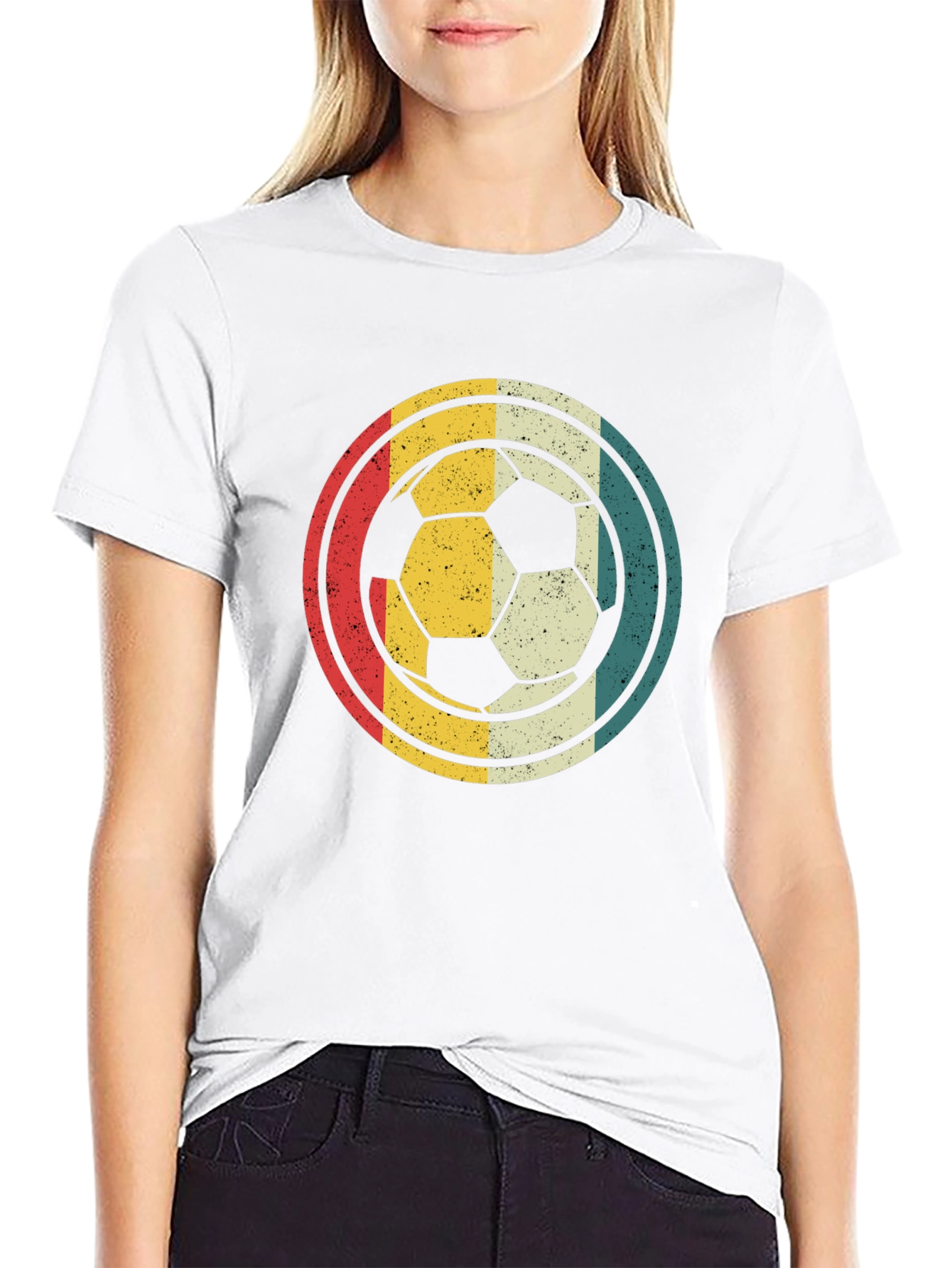 Black Retro Soccer Ball Graphic T-Shirt view 9