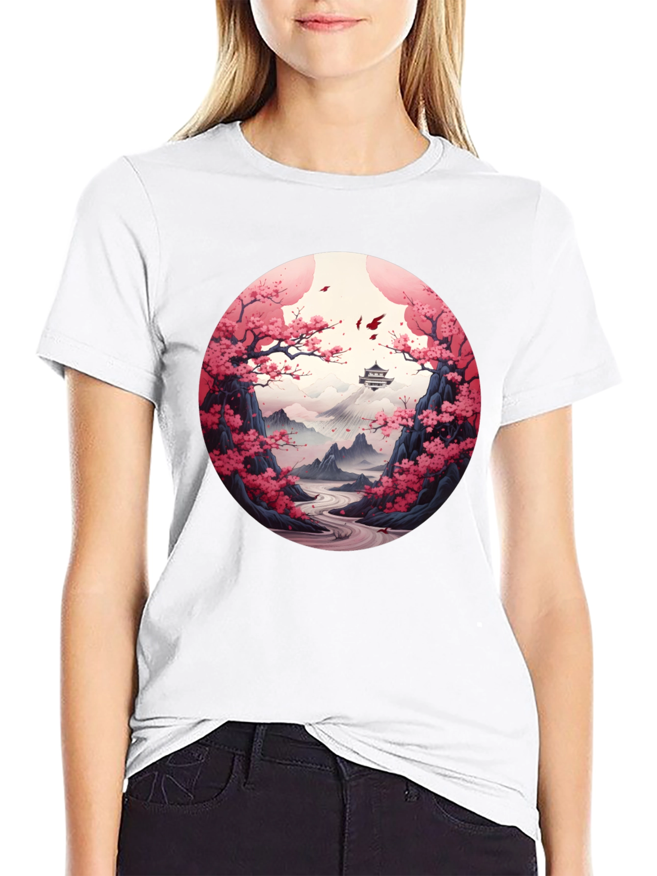 Black Cherry Blossom Mountain T-Shirt view 9