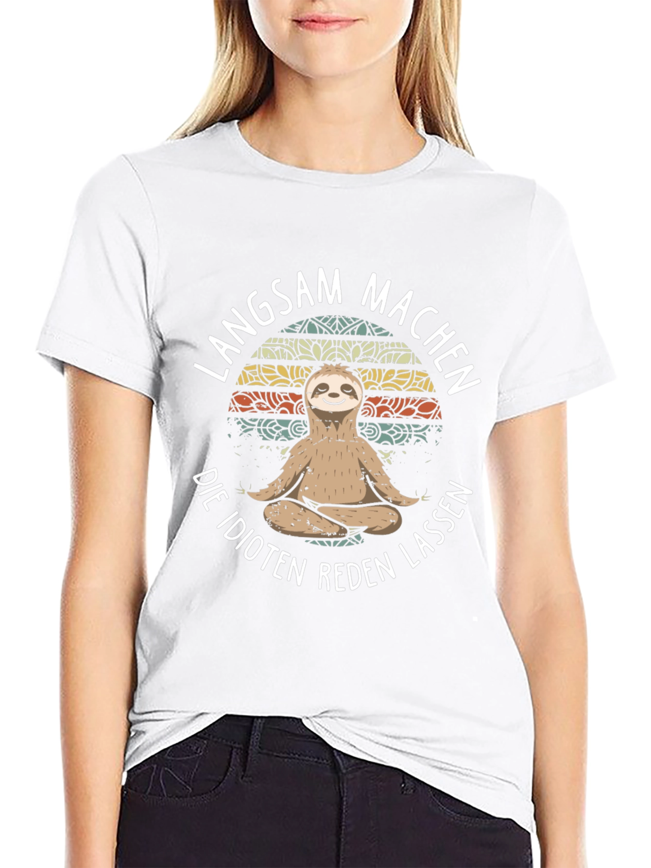 Black Funny Sloth Meditation T-Shirt - Langsam Machen Idioten Reden Lassen view 9