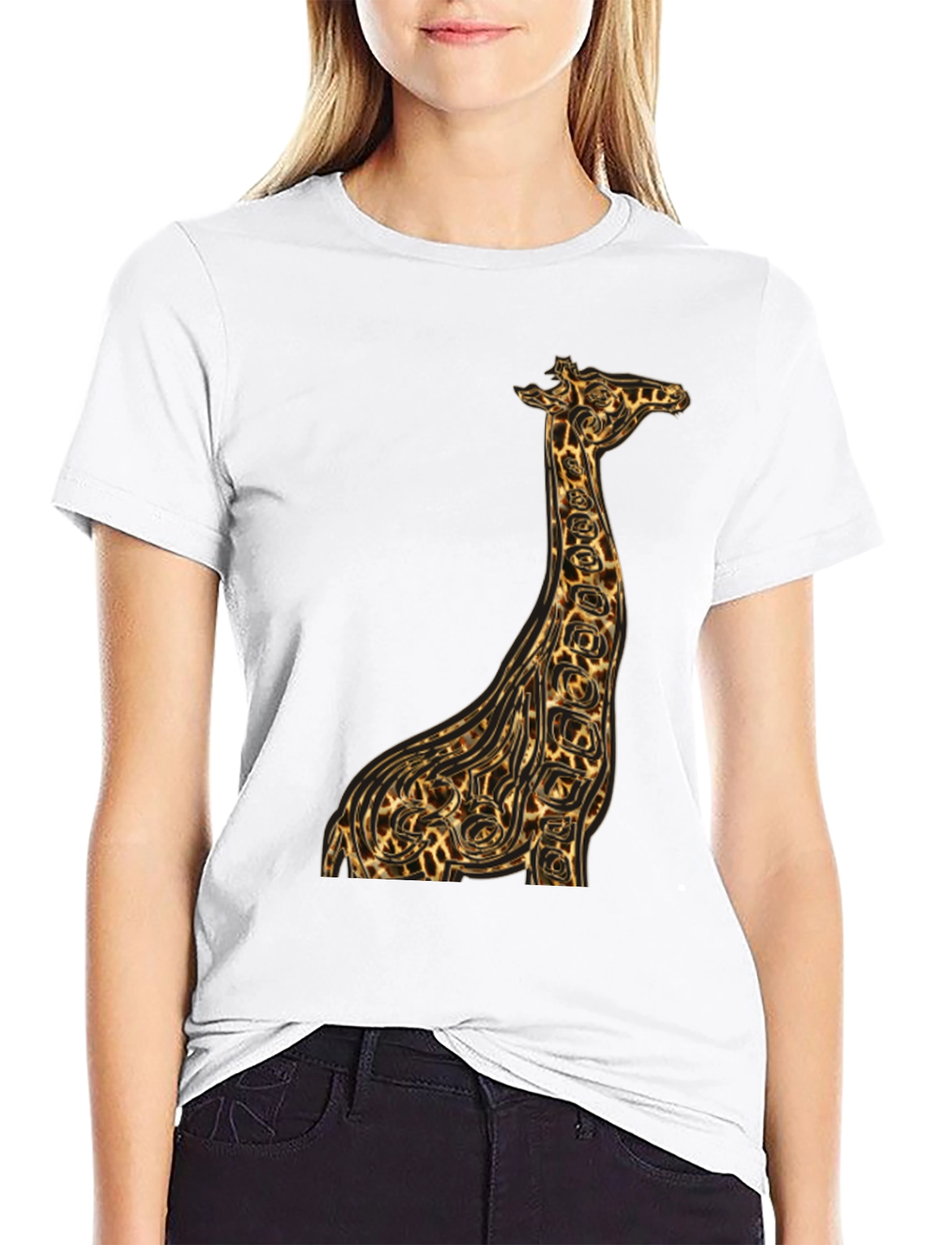 Black Giraffe Print Graphic Tee - Unique Animal Design view 9