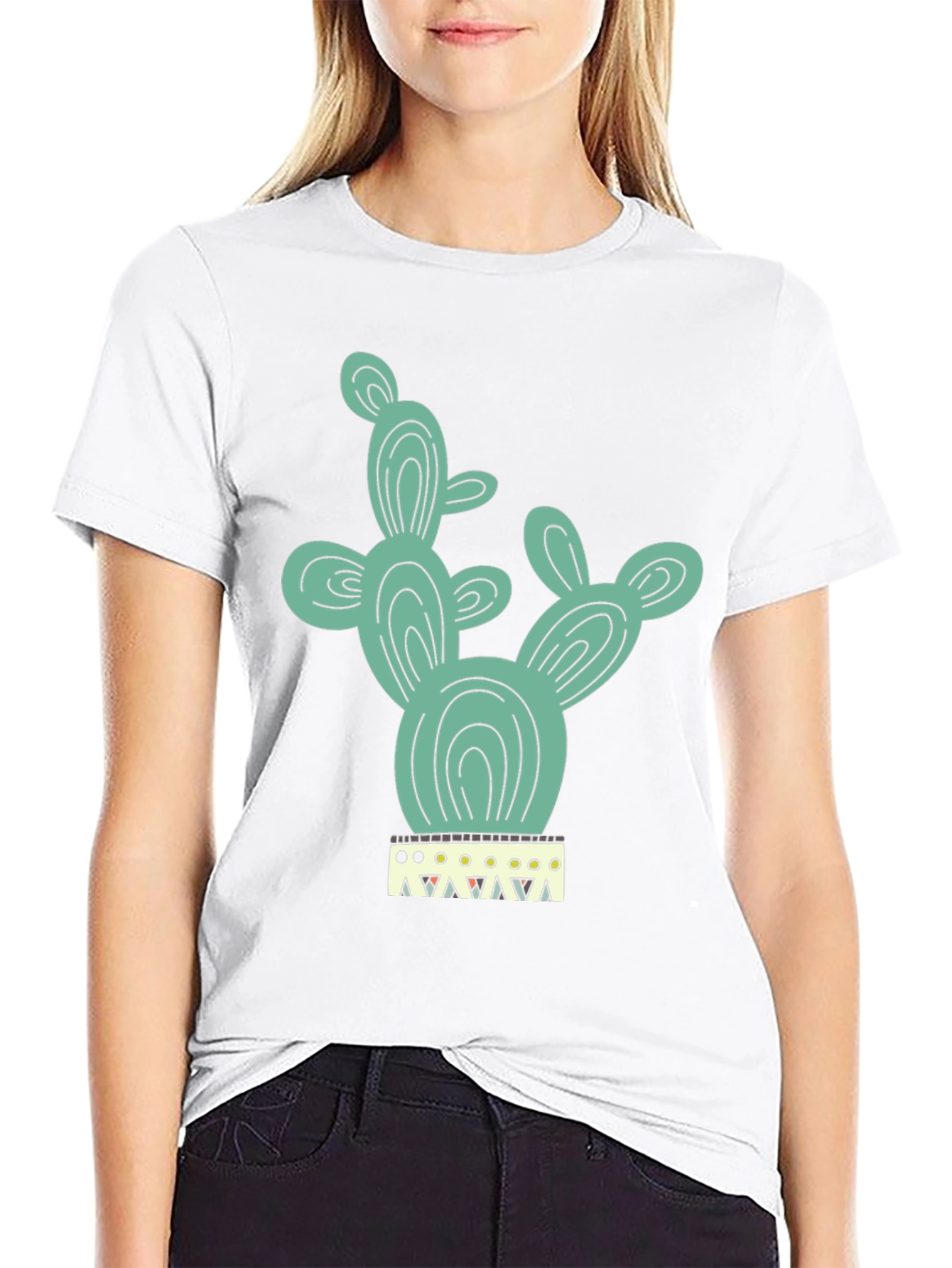 Black Cactus Tee - Trendy Graphic Print T-Shirt view 9