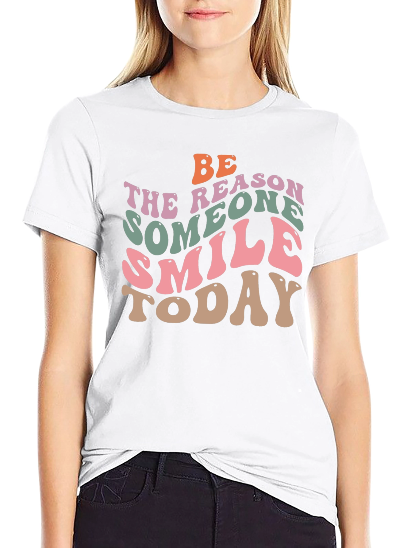 Black Retro Graphic T-Shirt: Be the Reason Someone Smiles Today view 9