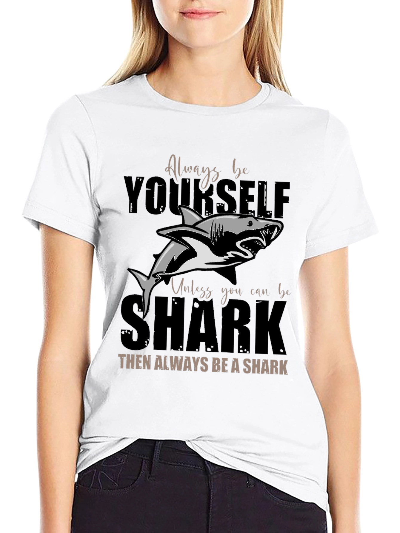 Black Always Be Yourself Shark T-Shirt - Unique Graphic Tee view 9