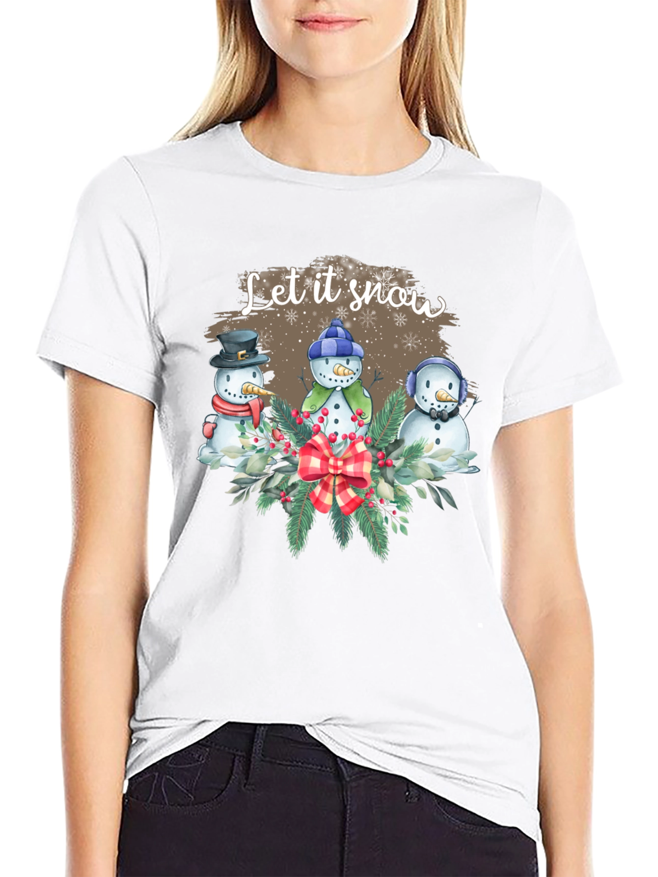 Black Festive 'Let it Snow' Holiday Graphic Tee view 9