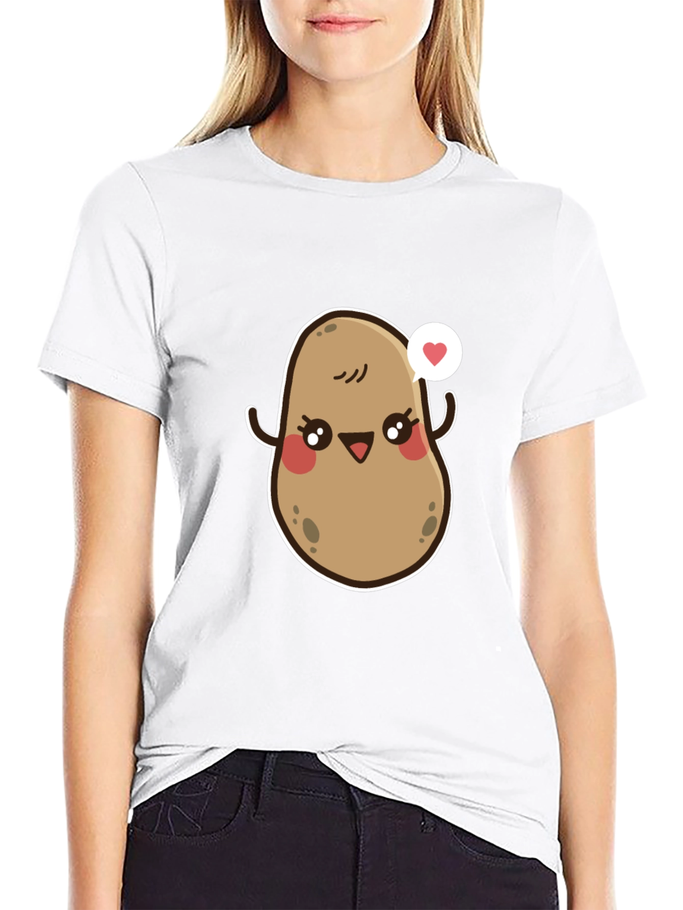 Black Cute Potato Love T-Shirt view 9