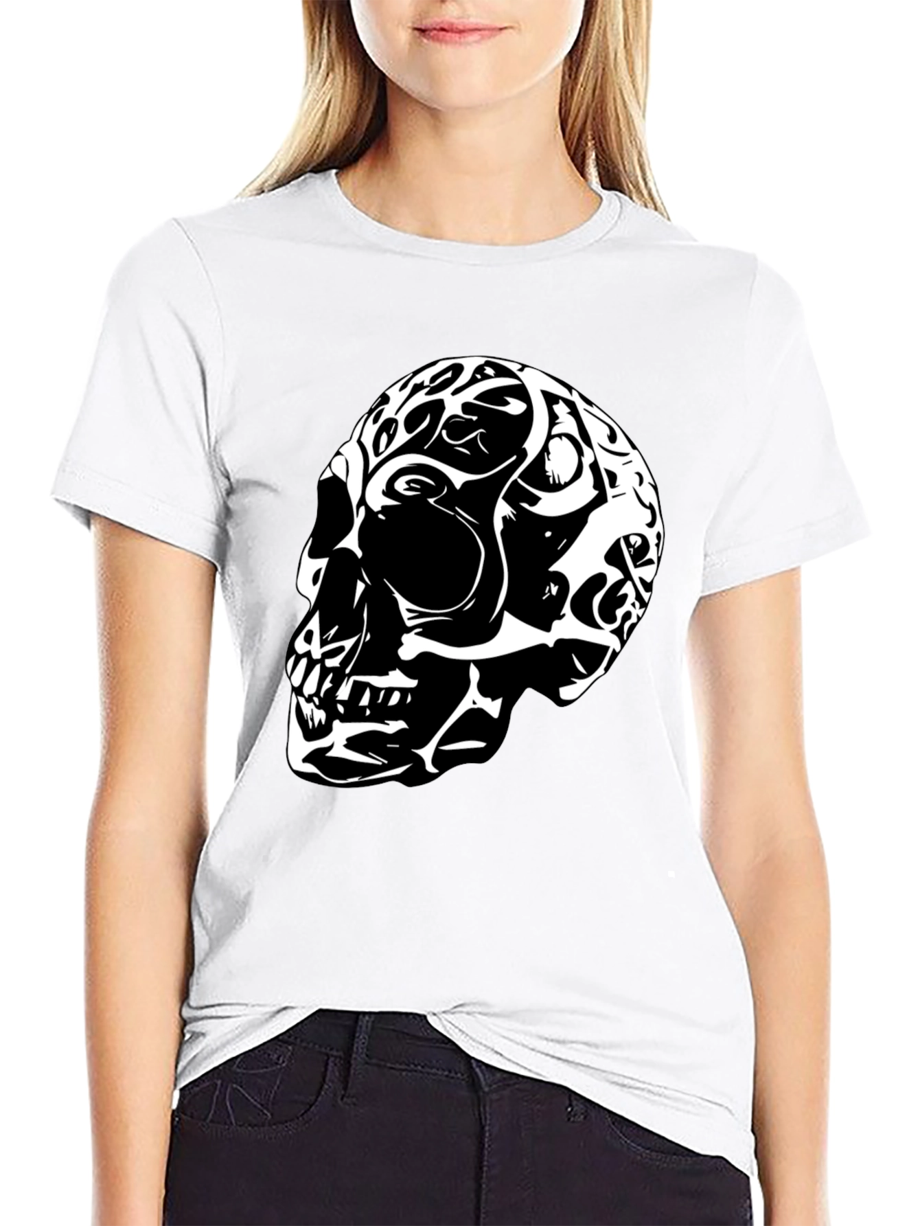 Black Skull Graphic T-Shirt - Black view 9