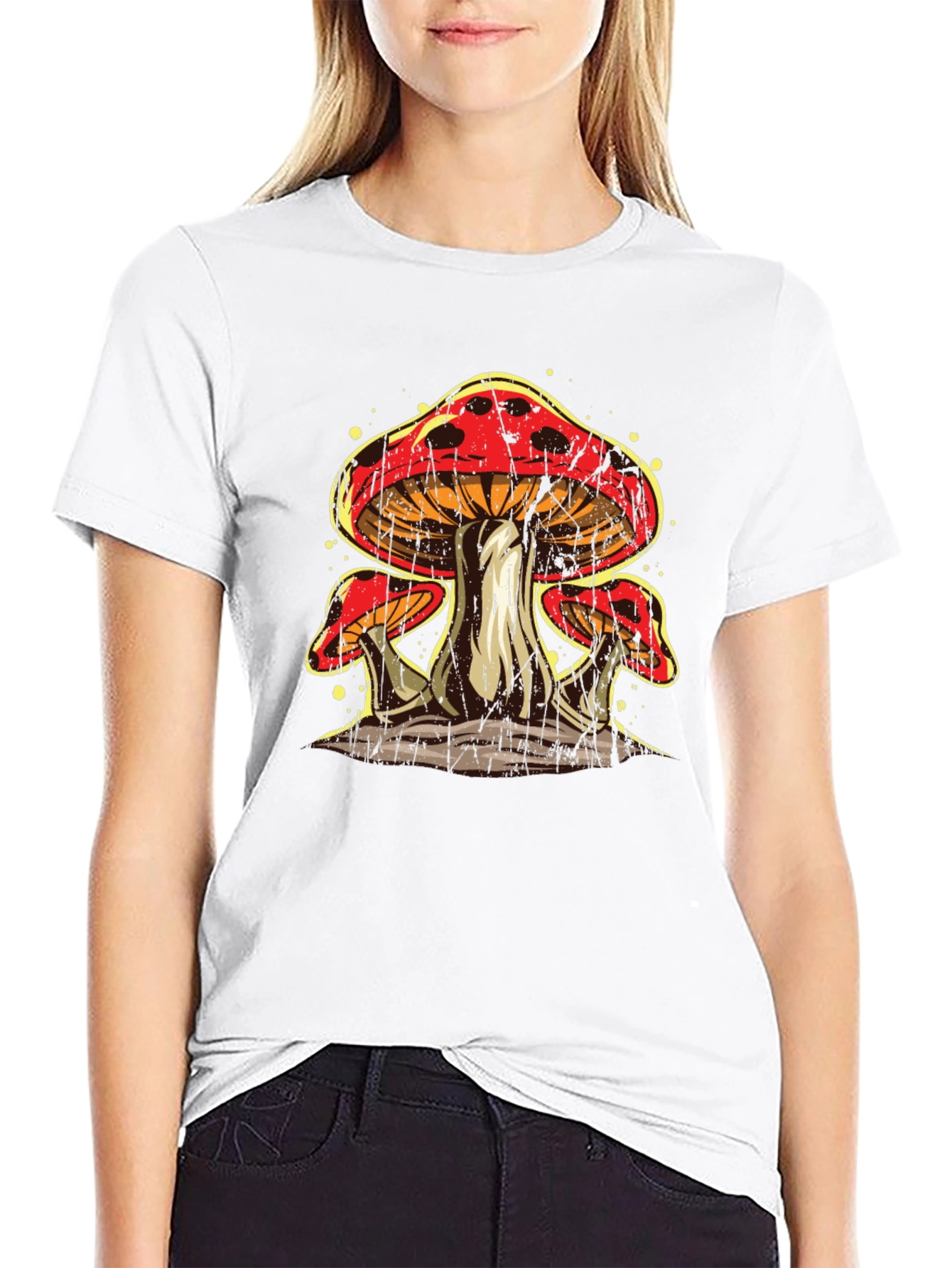Black Mushroom Graphic Tee - Black Cotton Blend view 9