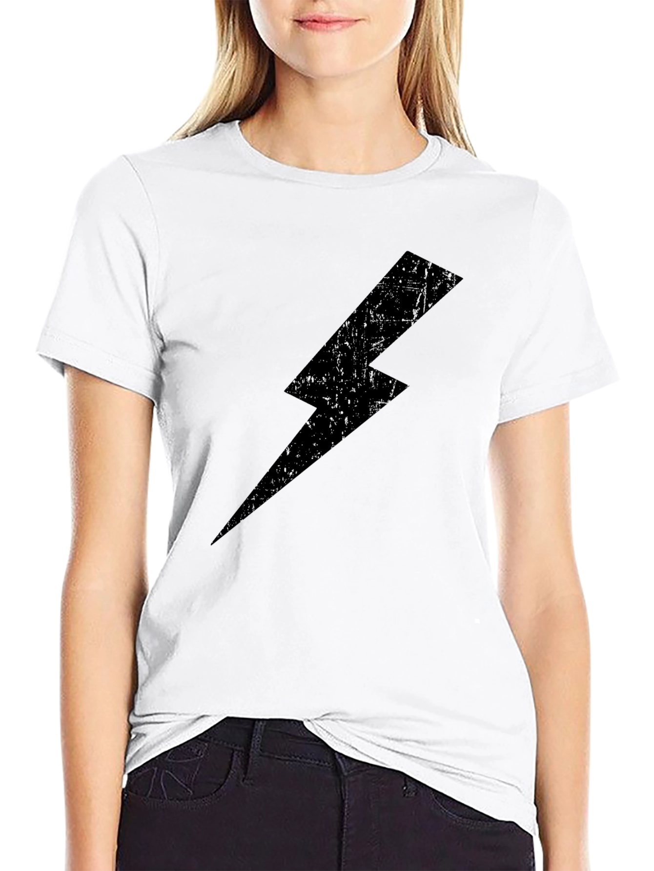 Black Black Lightning Bolt Graphic Tee - Casual Cotton T-Shirt view 9