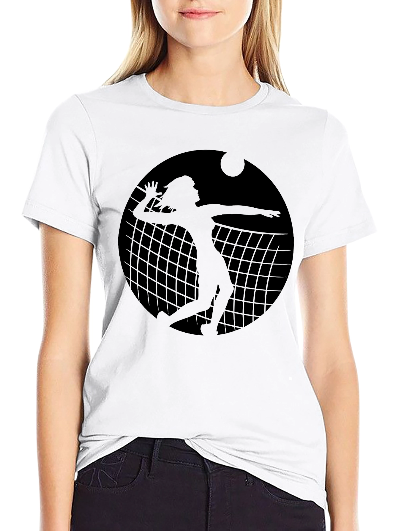 Black Volleyball Player Graphic T-Shirt - Black view 9