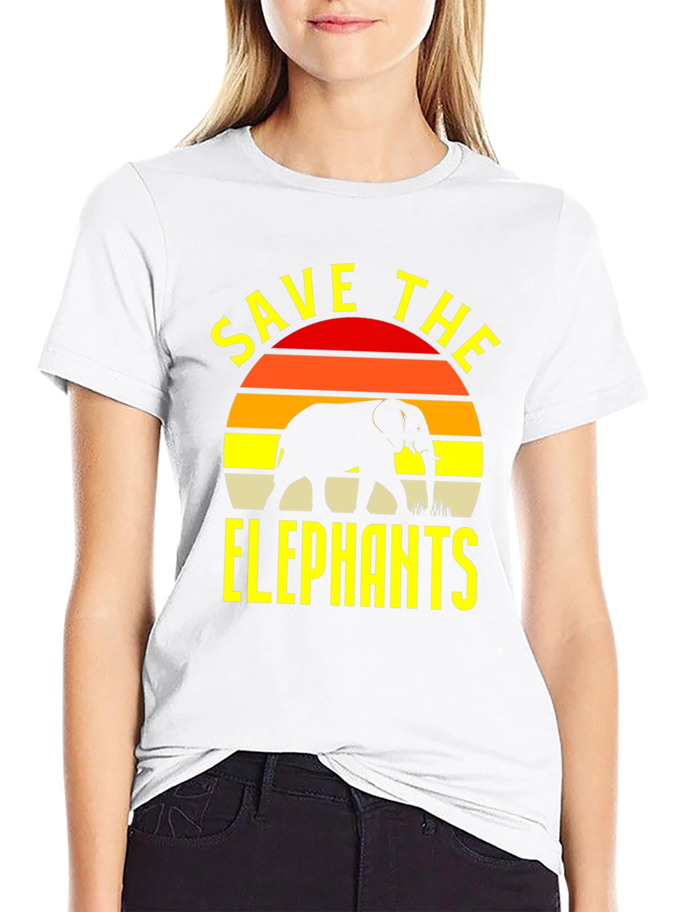 Black Save The Elephants T-Shirt Black Wildlife Conservation Tee view 9