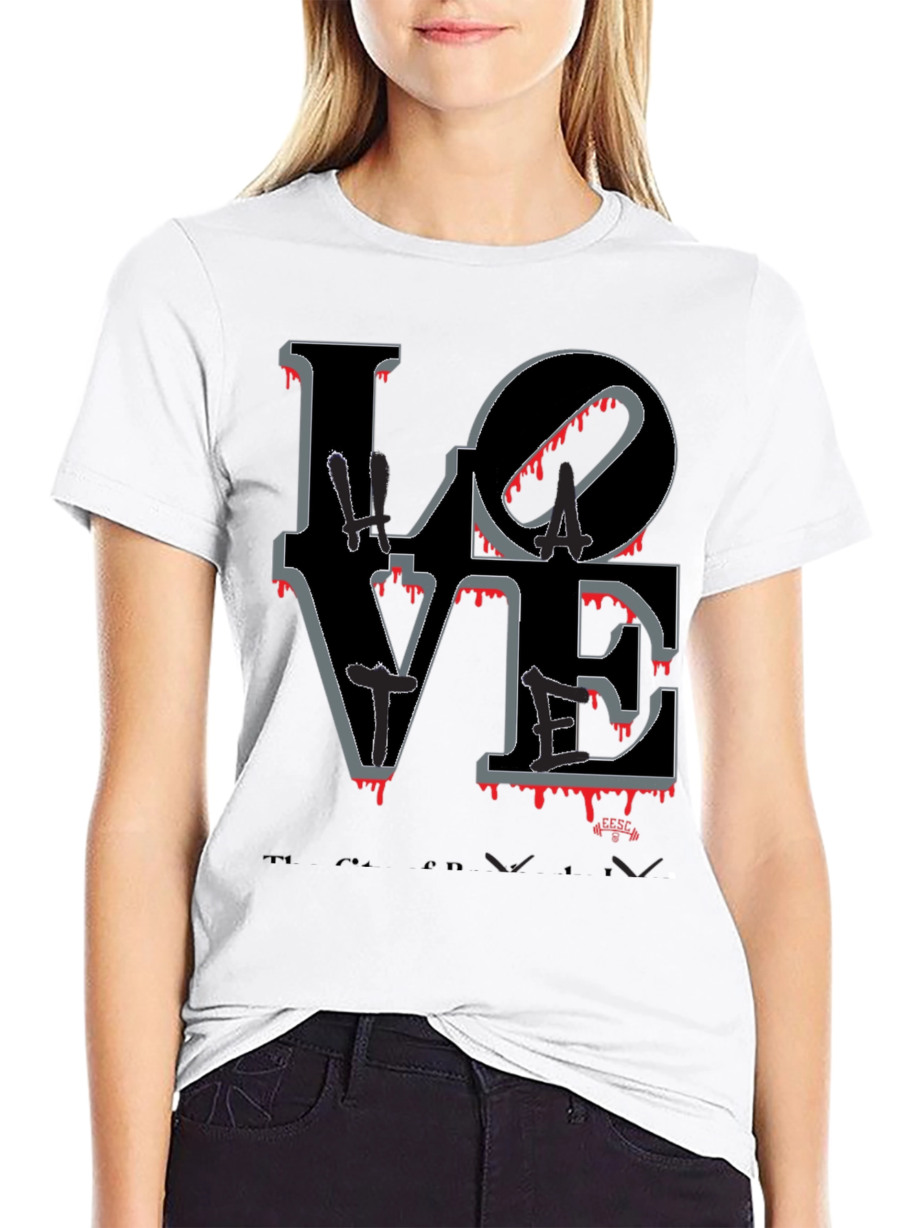 Black Bloody Love Graphic T-Shirt - Men's Crew Neck Tee view 9